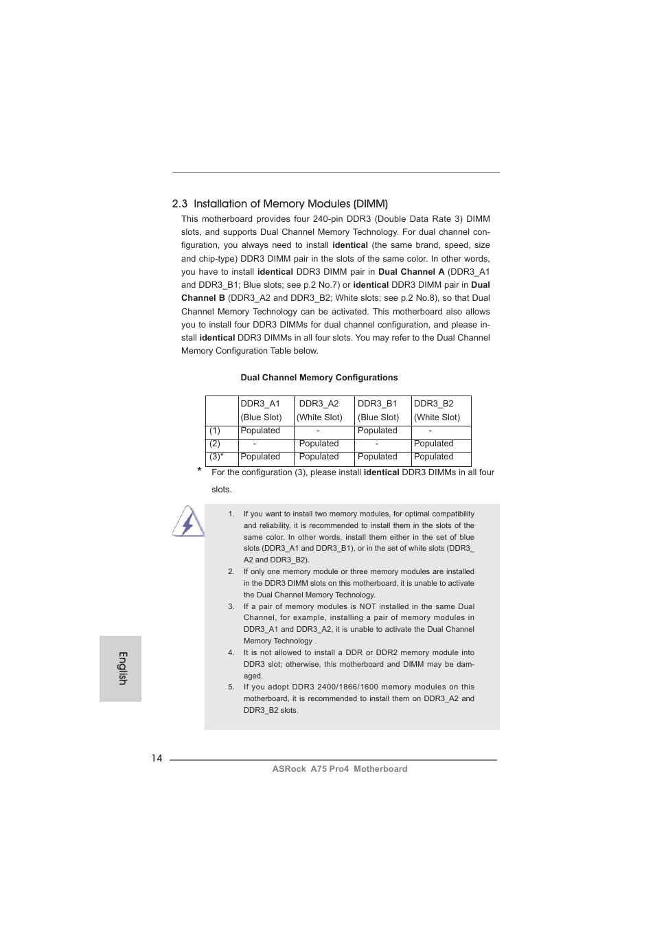 English | ASRock A75 Pro4 User Manual | Page 14 / 282