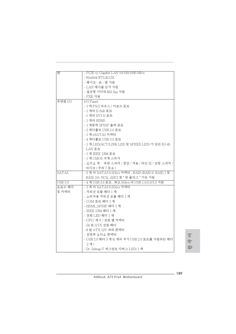 한 국 어 | ASRock A75 Pro4 User Manual | Page 189 / 282