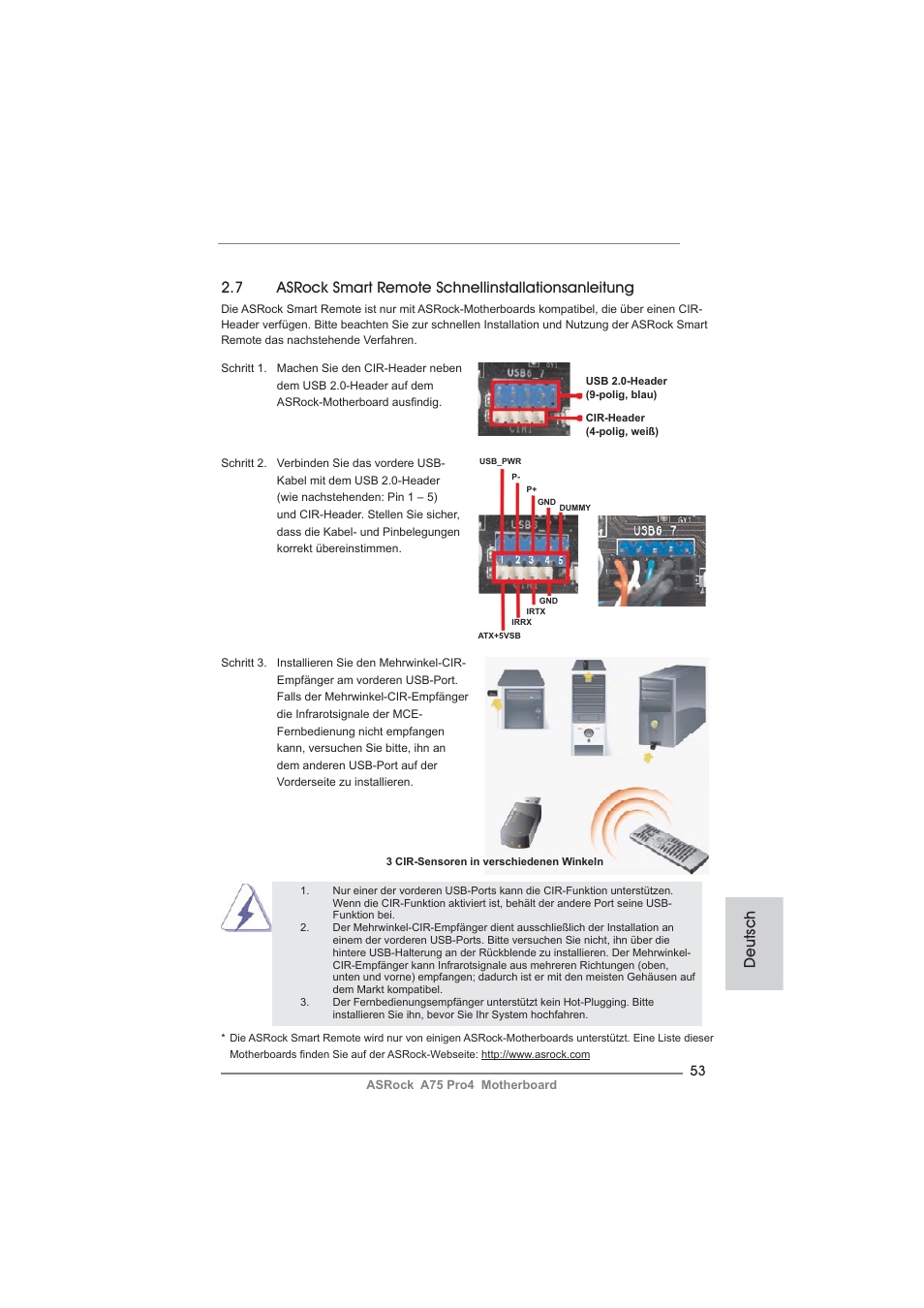 Deutsch | ASRock A75 Pro4 User Manual | Page 53 / 282