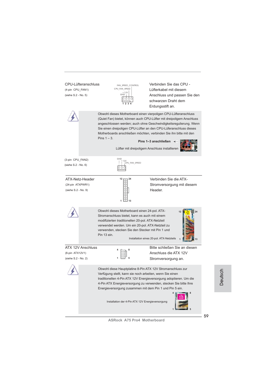 Deutsch | ASRock A75 Pro4 User Manual | Page 59 / 282