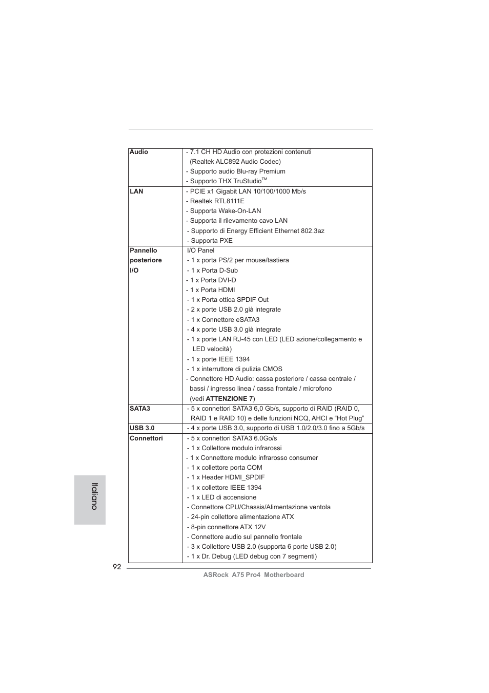 Italiano | ASRock A75 Pro4 User Manual | Page 92 / 282