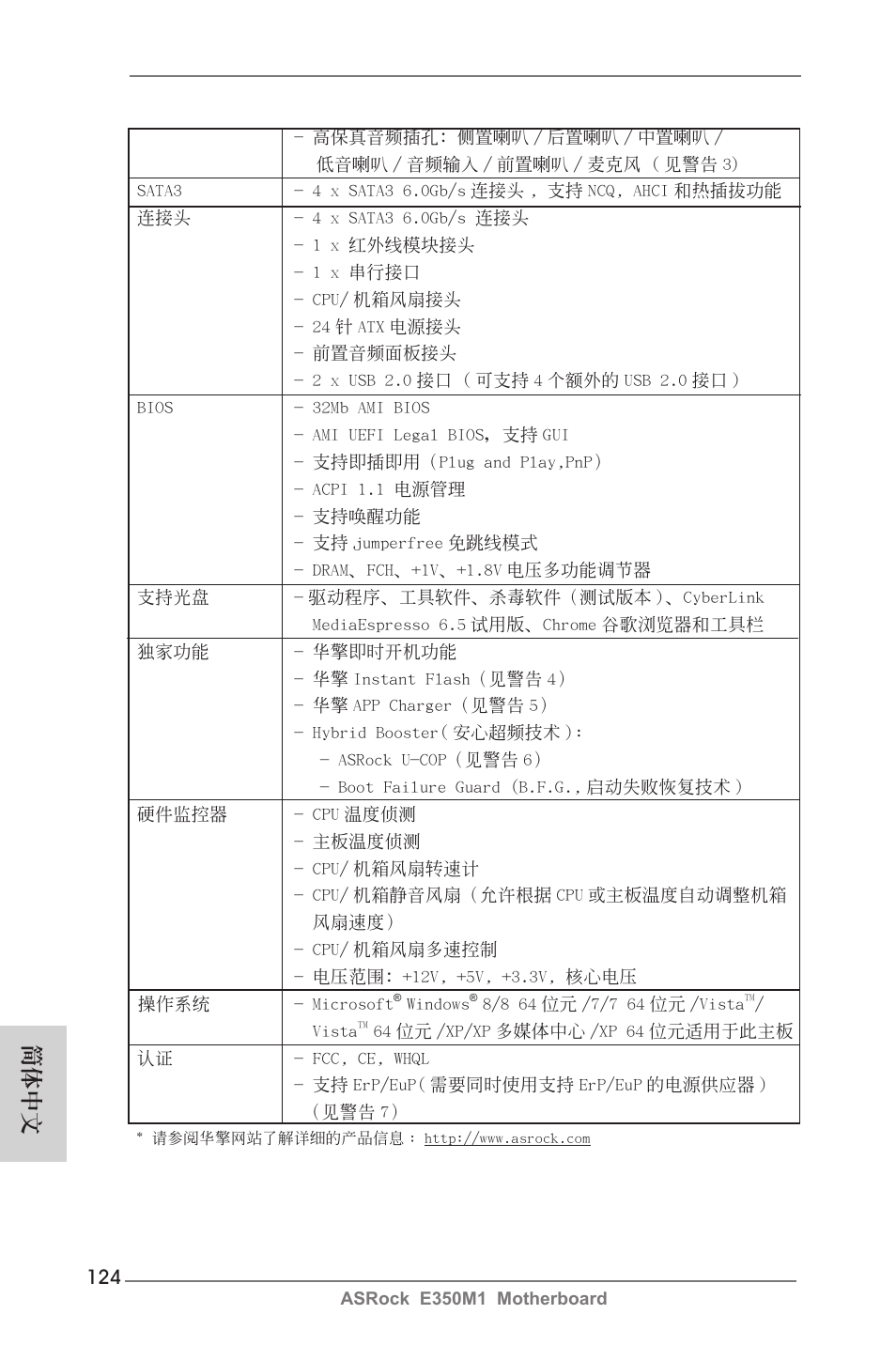 簡體中文 | ASRock E350M1 User Manual | Page 124 / 144