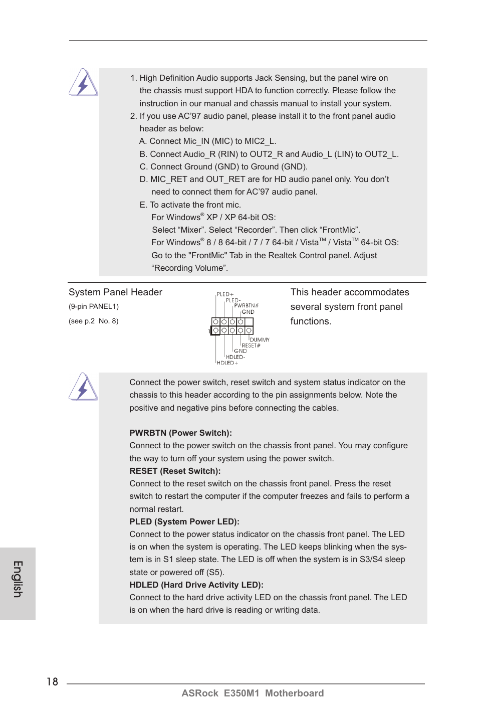 English | ASRock E350M1 User Manual | Page 18 / 144