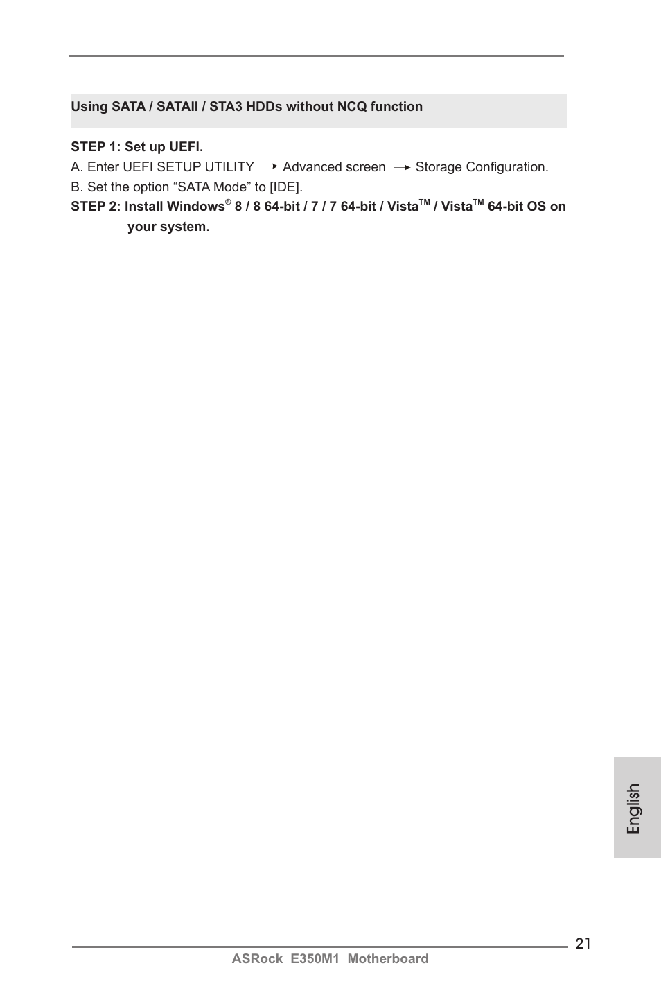 English | ASRock E350M1 User Manual | Page 21 / 144