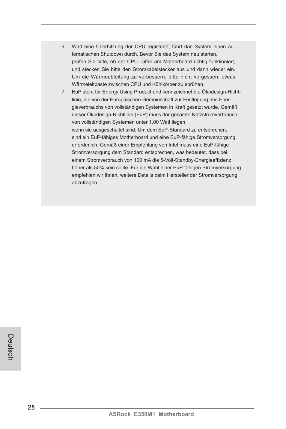 Deutsch | ASRock E350M1 User Manual | Page 28 / 144