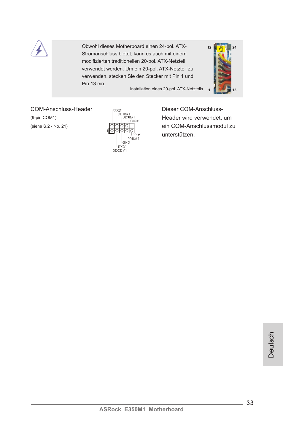 Deutsch | ASRock E350M1 User Manual | Page 33 / 144