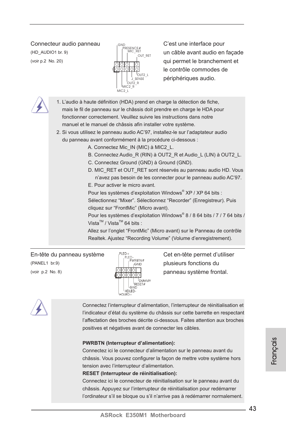 Français | ASRock E350M1 User Manual | Page 43 / 144