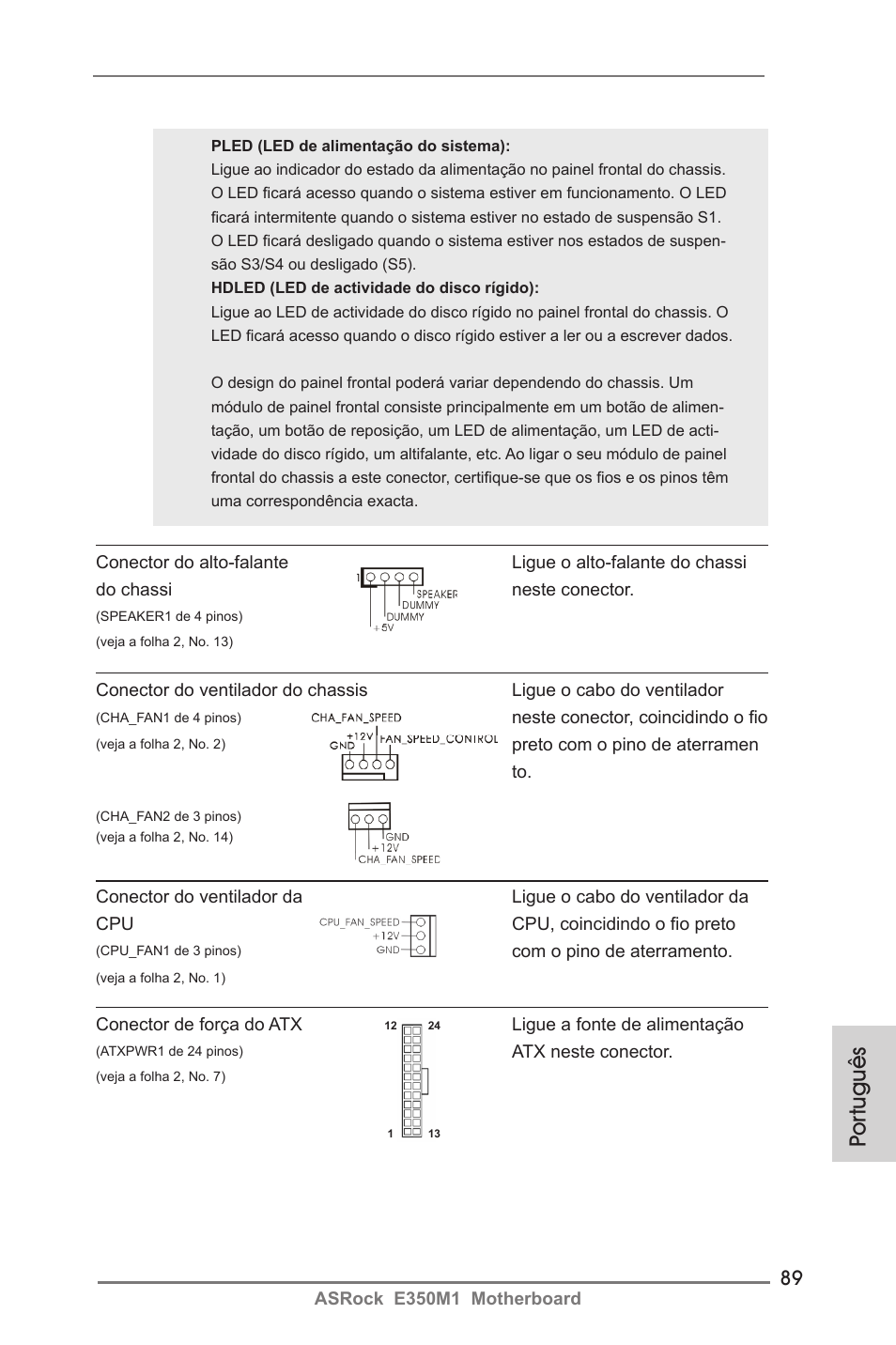 Por tuguês | ASRock E350M1 User Manual | Page 89 / 144