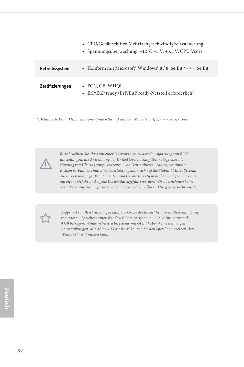 Deutsch | ASRock Z87 Pro4 User Manual | Page 34 / 163