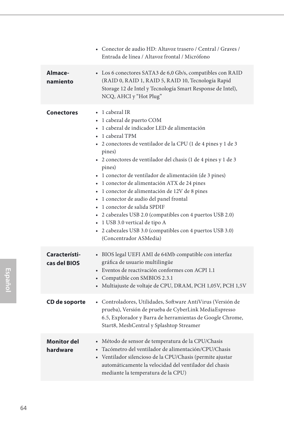 Español | ASRock Z87 Pro4 User Manual | Page 66 / 163