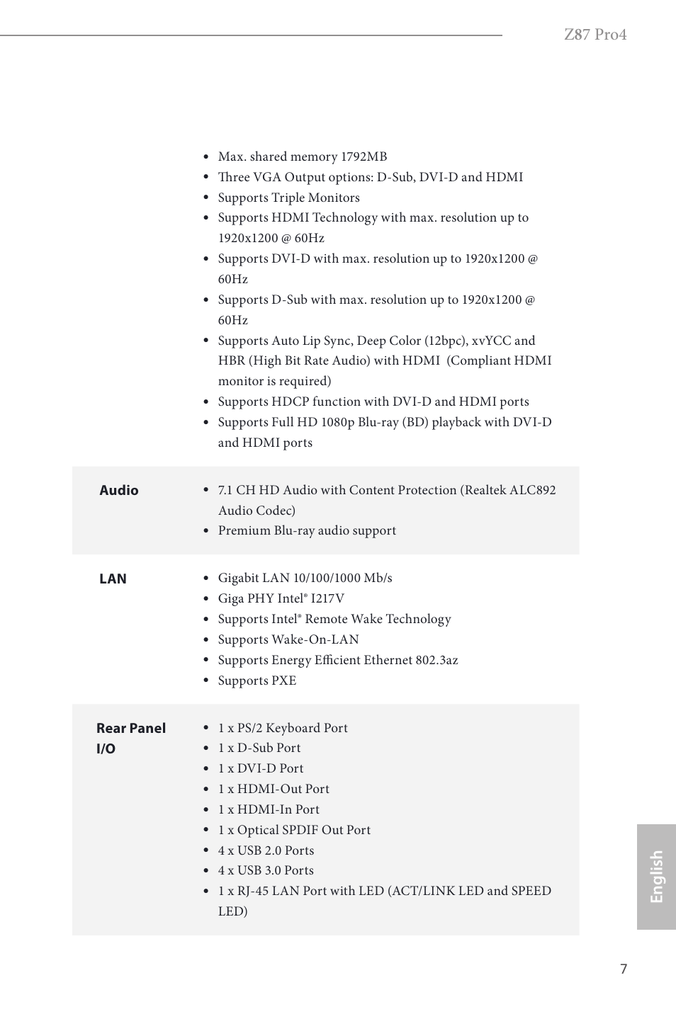 Z 8 7 pro4, English | ASRock Z87 Pro4 User Manual | Page 9 / 163