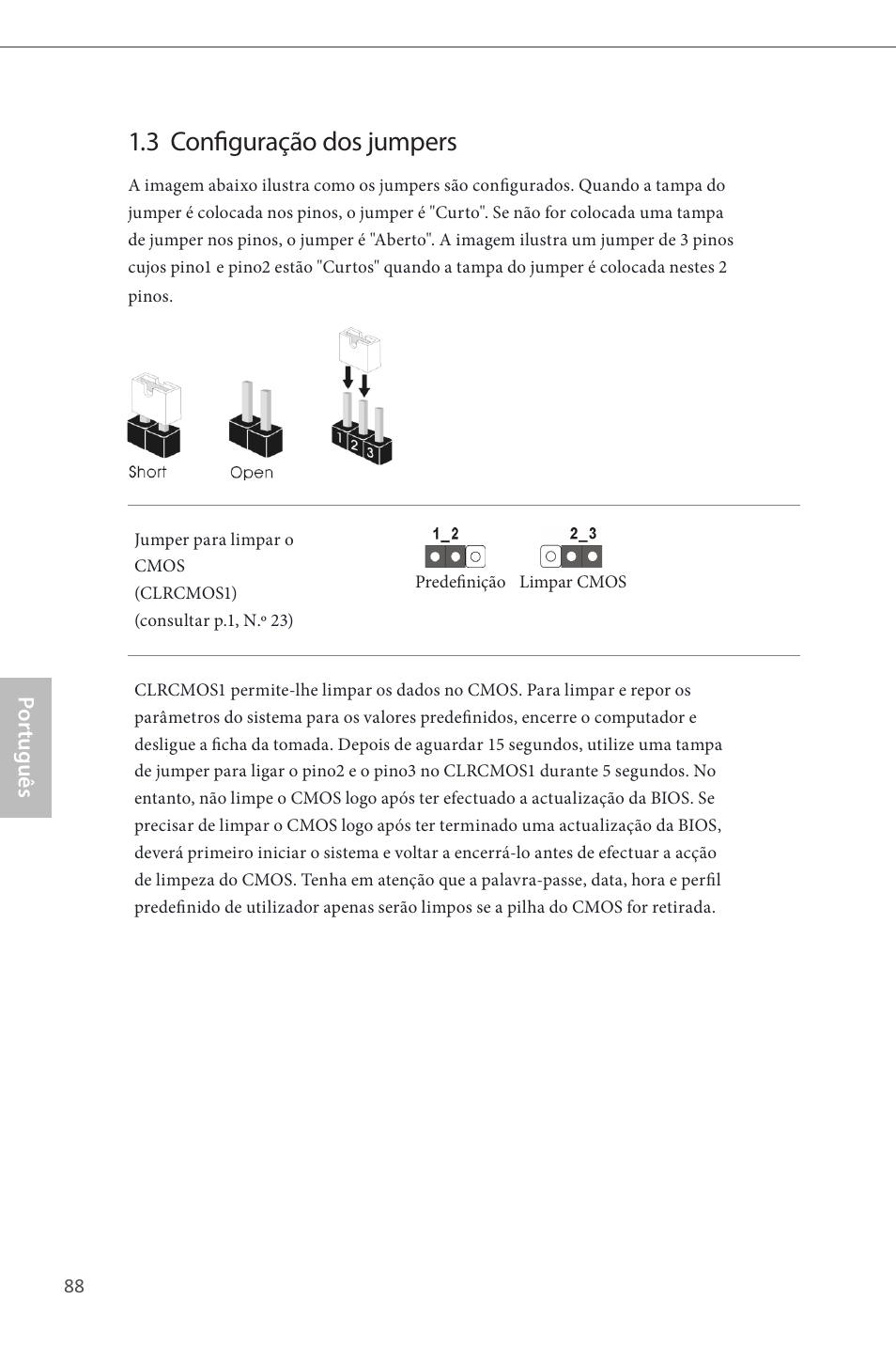 3 configuração dos jumpers | ASRock Z87 Pro4 User Manual | Page 90 / 163