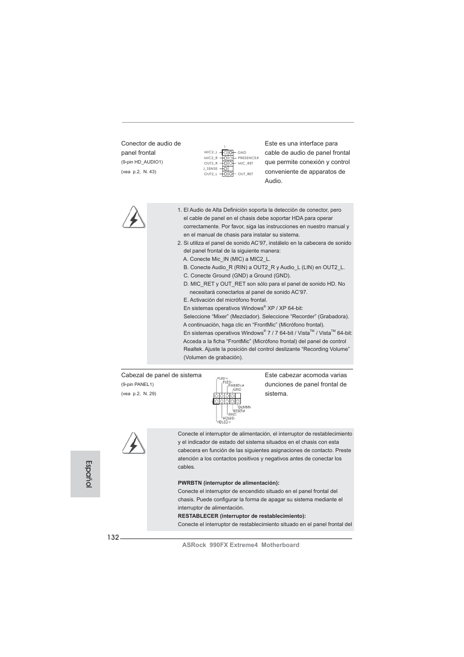 Español | ASRock 990FX Extreme4 User Manual | Page 132 / 281