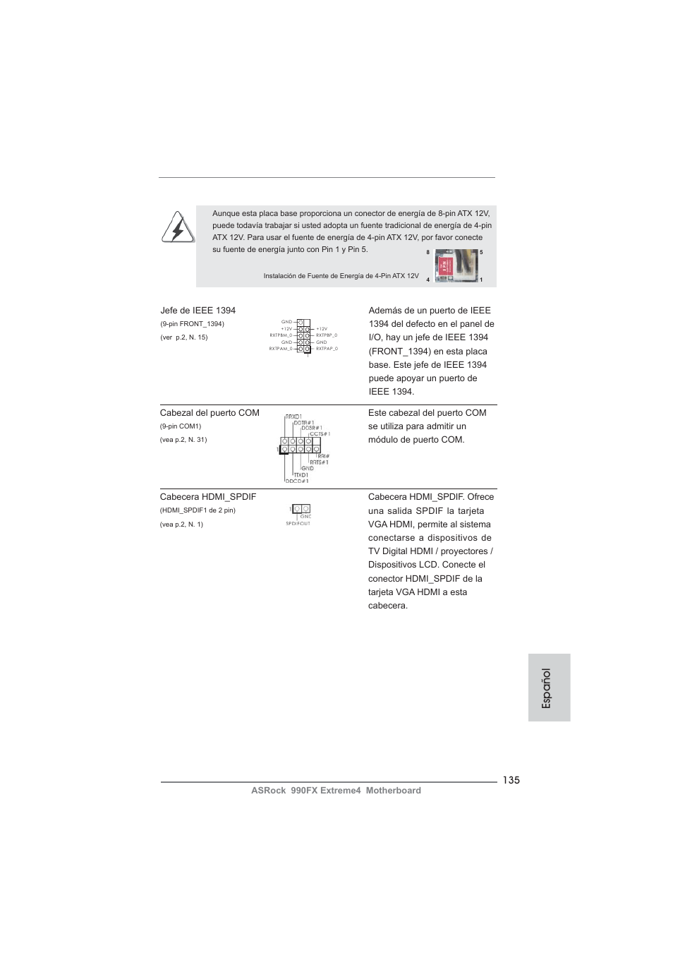 Español | ASRock 990FX Extreme4 User Manual | Page 135 / 281