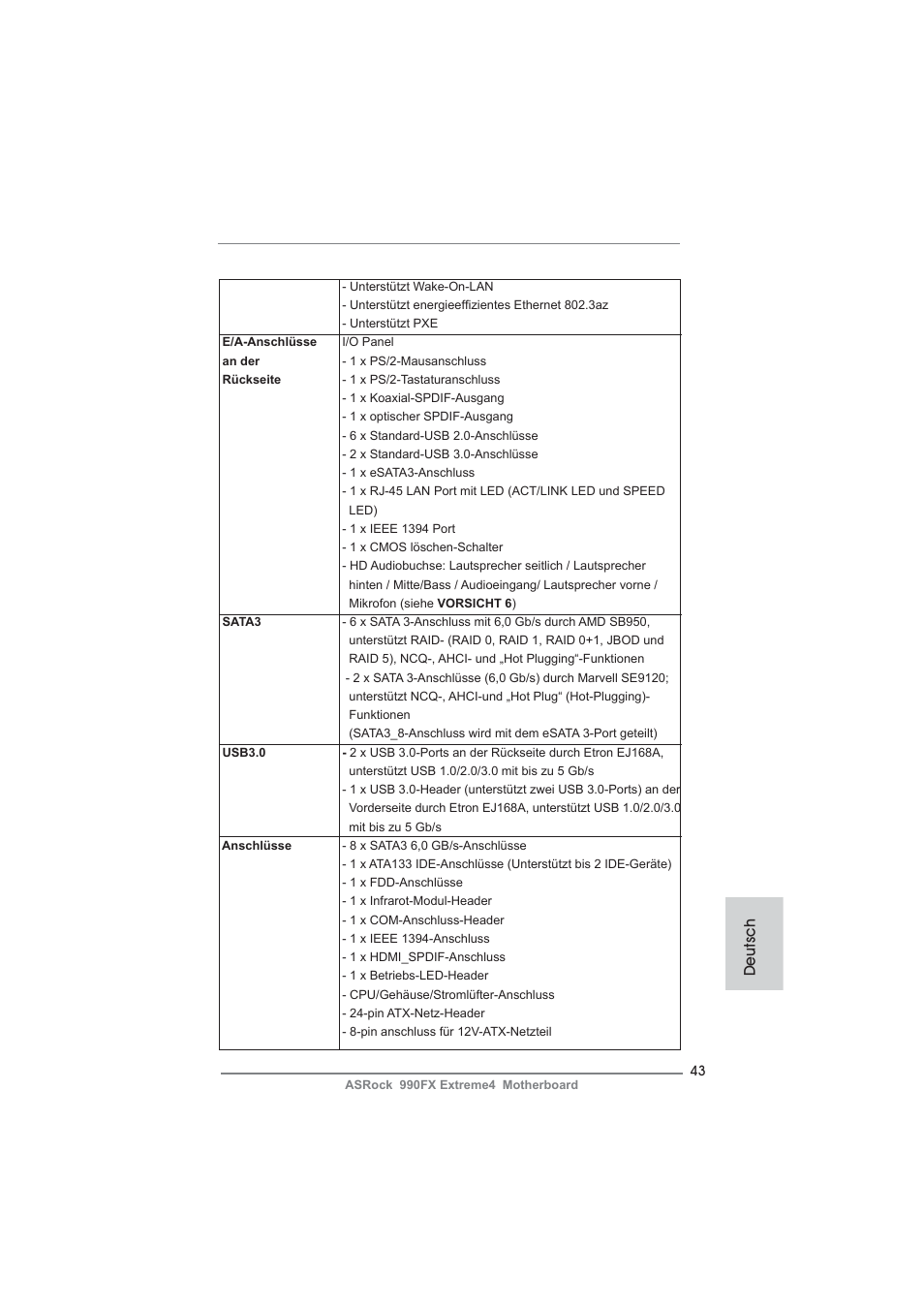 Deutsch | ASRock 990FX Extreme4 User Manual | Page 43 / 281