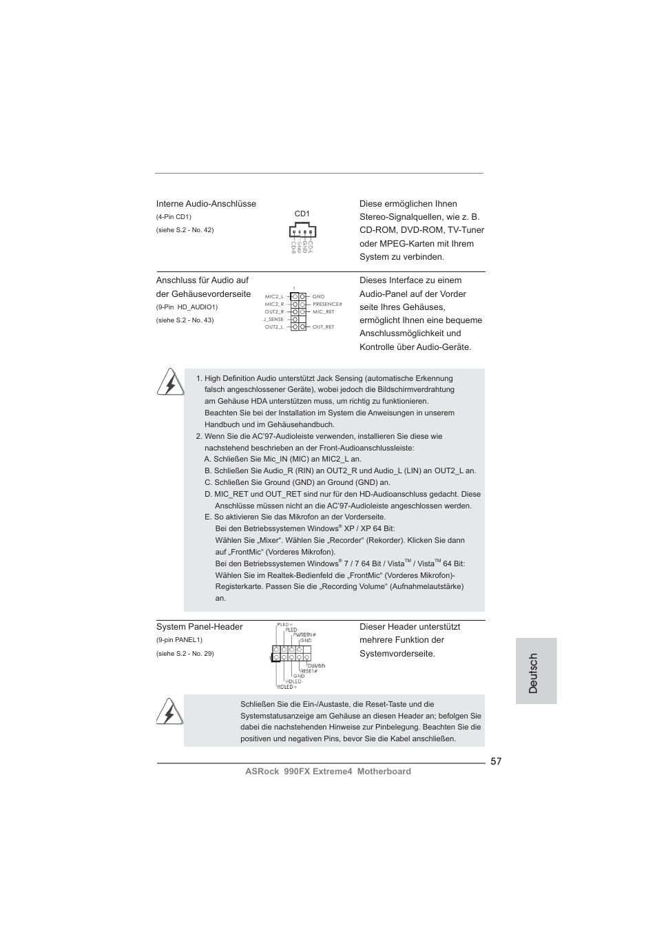 Deutsch | ASRock 990FX Extreme4 User Manual | Page 57 / 281