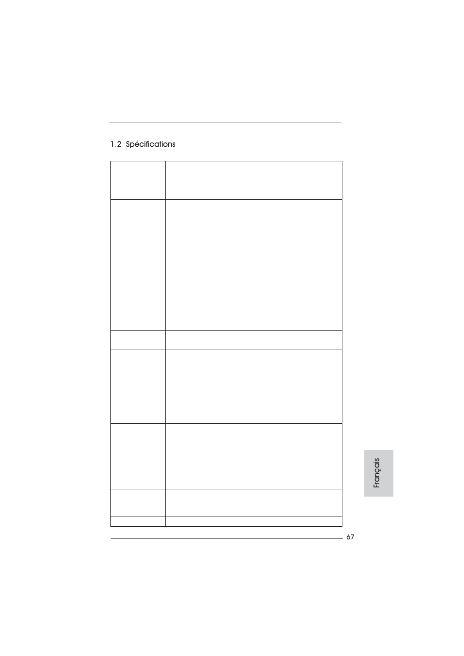 Français 1.2 spécifications | ASRock 990FX Extreme4 User Manual | Page 67 / 281