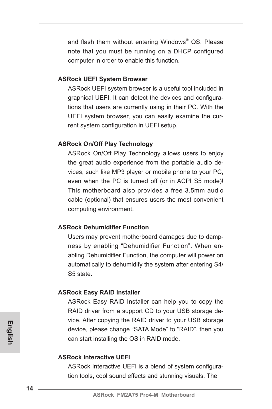 English | ASRock FM2A75 Pro4-M User Manual | Page 14 / 164