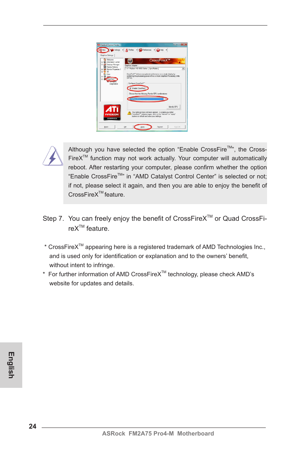 English, Or quad crossfi- rex, Feature | ASRock FM2A75 Pro4-M User Manual | Page 24 / 164