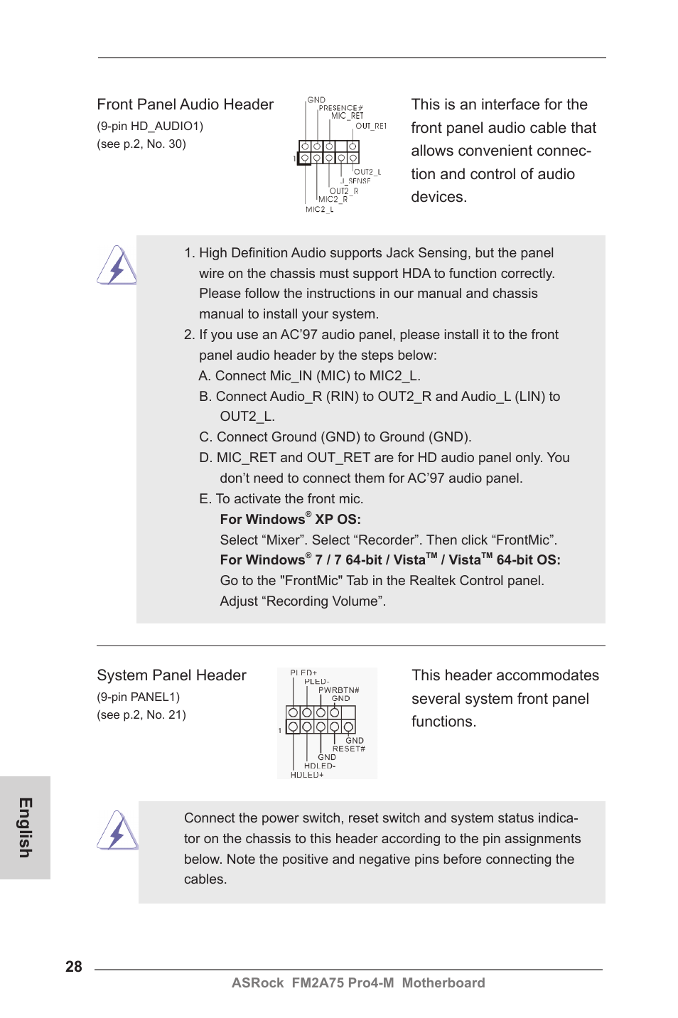 English | ASRock FM2A75 Pro4-M User Manual | Page 28 / 164