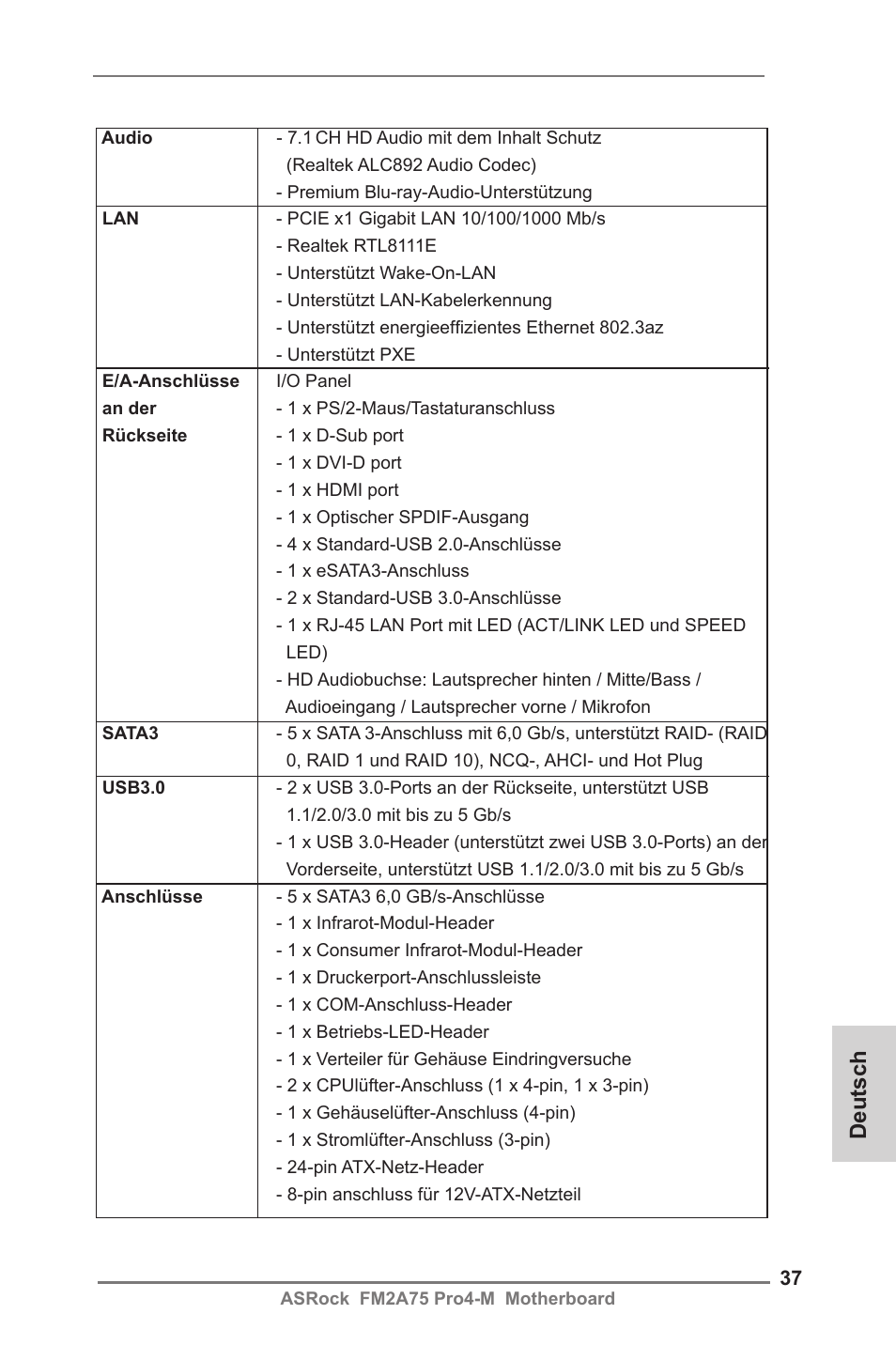 Deutsch | ASRock FM2A75 Pro4-M User Manual | Page 37 / 164