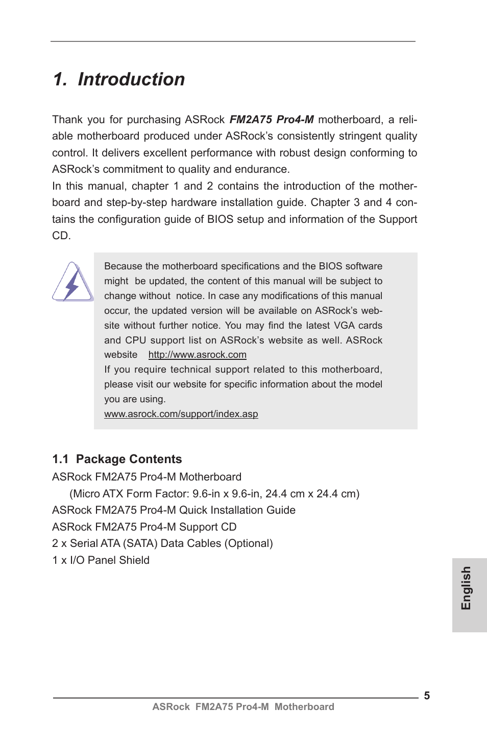 Introduction | ASRock FM2A75 Pro4-M User Manual | Page 5 / 164