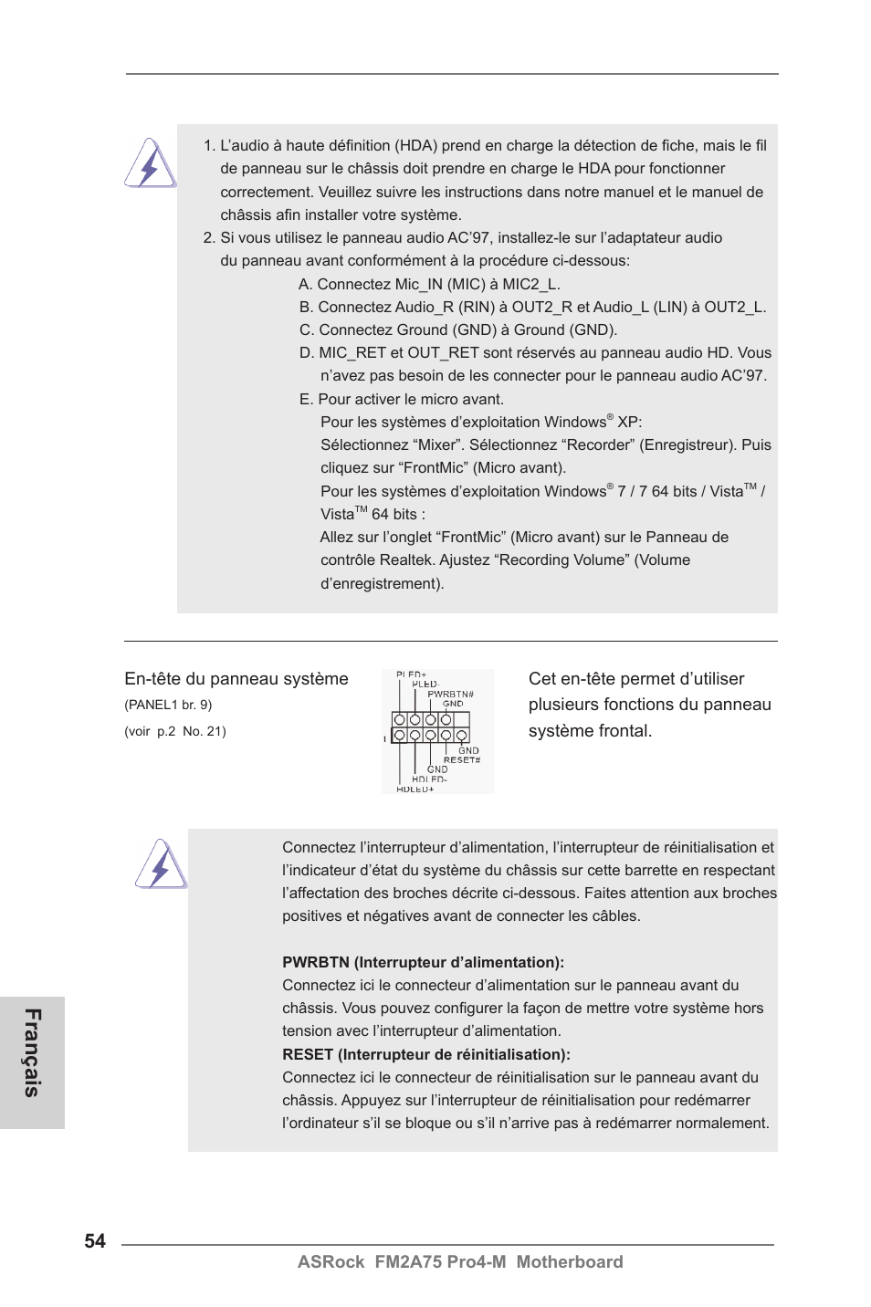Français | ASRock FM2A75 Pro4-M User Manual | Page 54 / 164