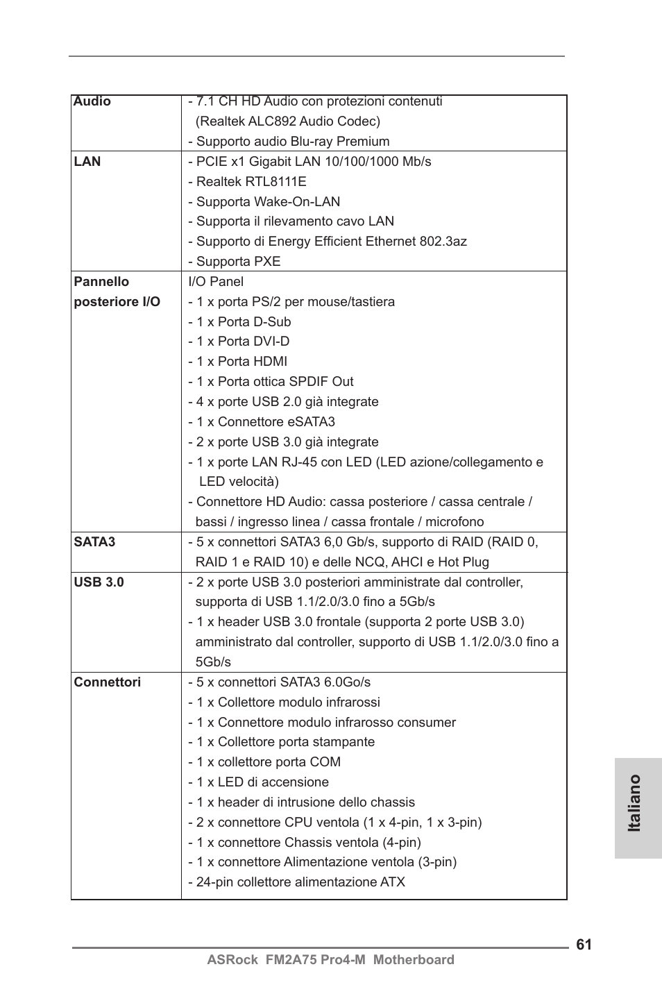 Italiano | ASRock FM2A75 Pro4-M User Manual | Page 61 / 164