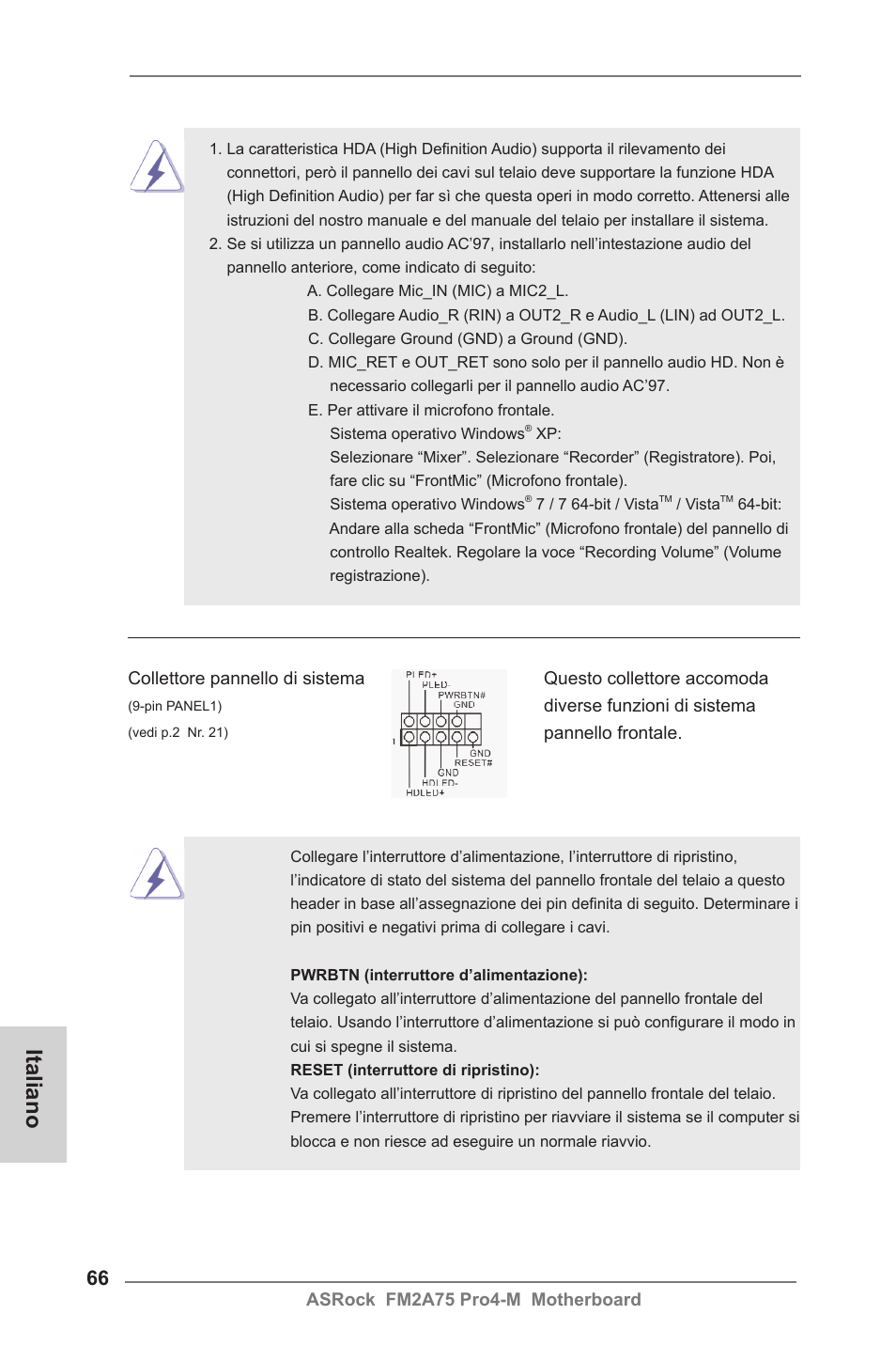Italiano | ASRock FM2A75 Pro4-M User Manual | Page 66 / 164