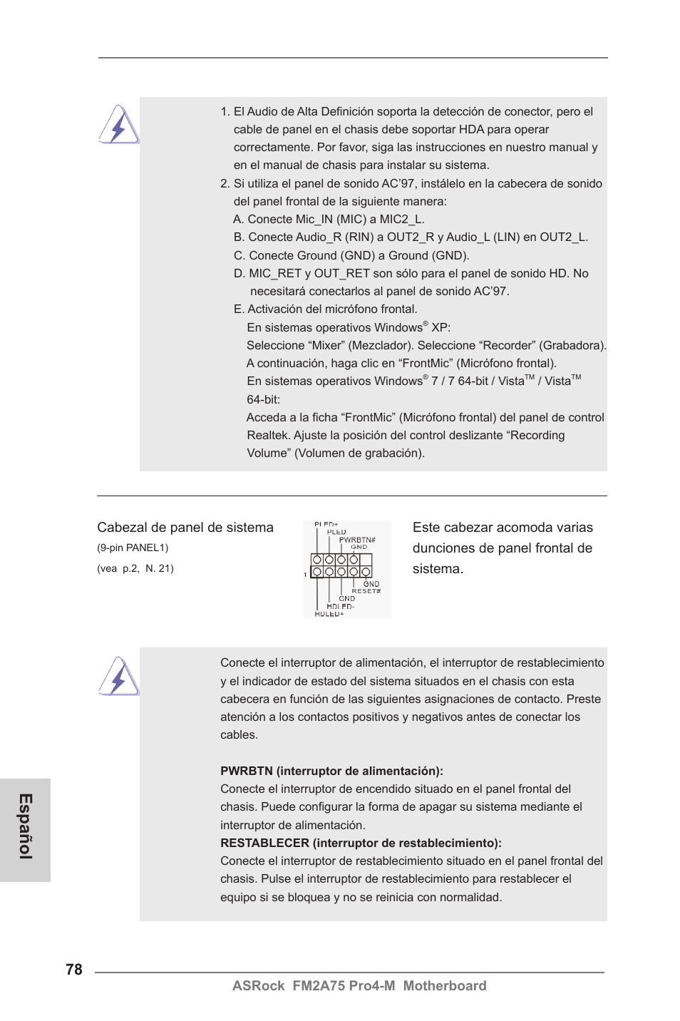 Español | ASRock FM2A75 Pro4-M User Manual | Page 78 / 164