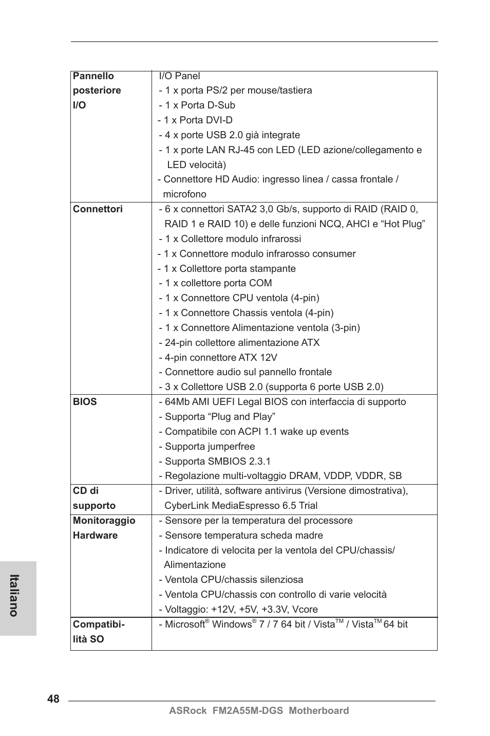 Italiano | ASRock FM2A55M-DGS User Manual | Page 48 / 138