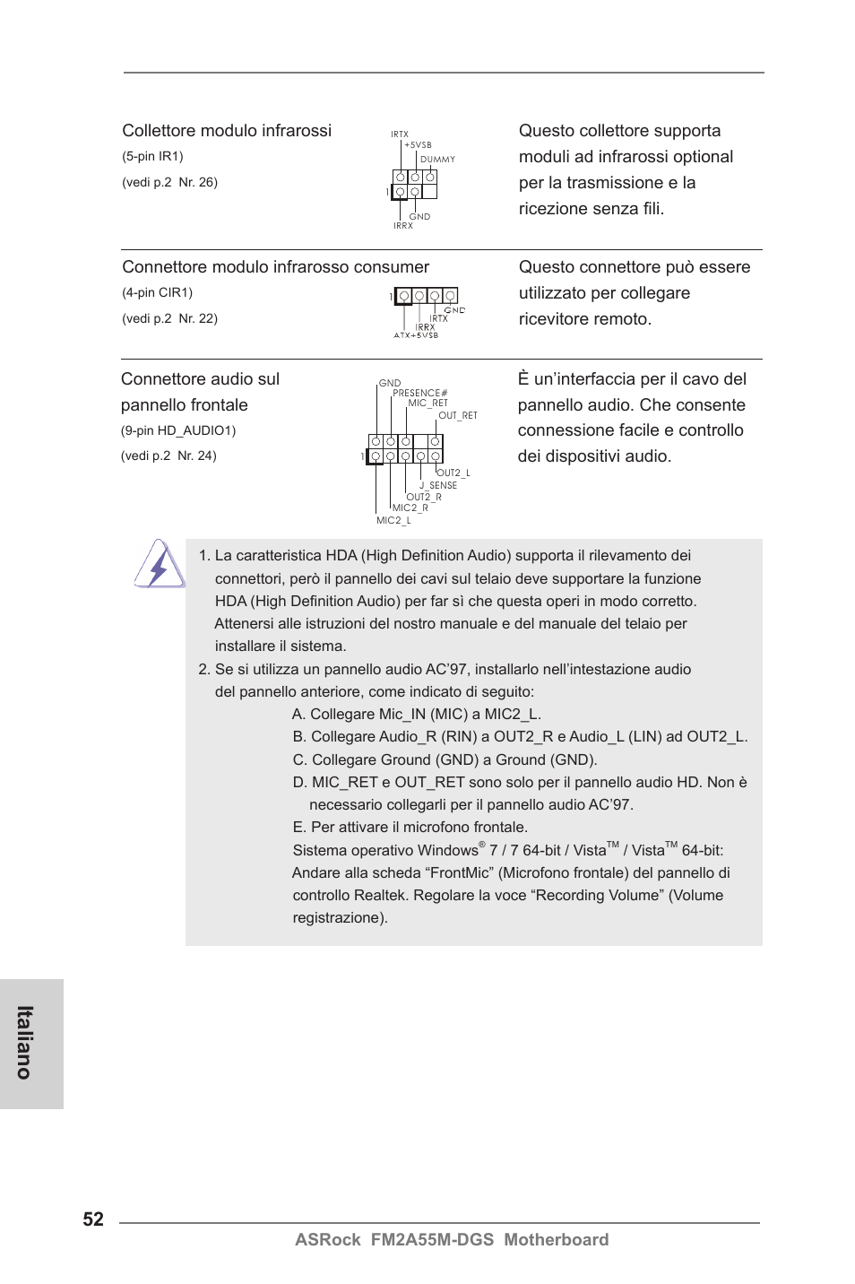 Italiano | ASRock FM2A55M-DGS User Manual | Page 52 / 138