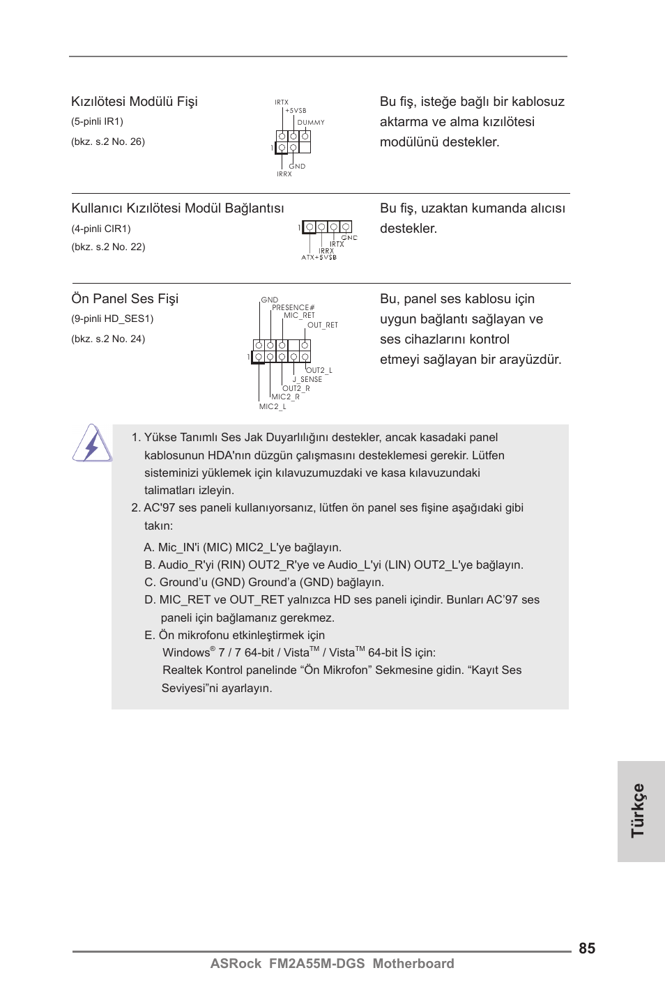 Türkçe | ASRock FM2A55M-DGS User Manual | Page 85 / 138