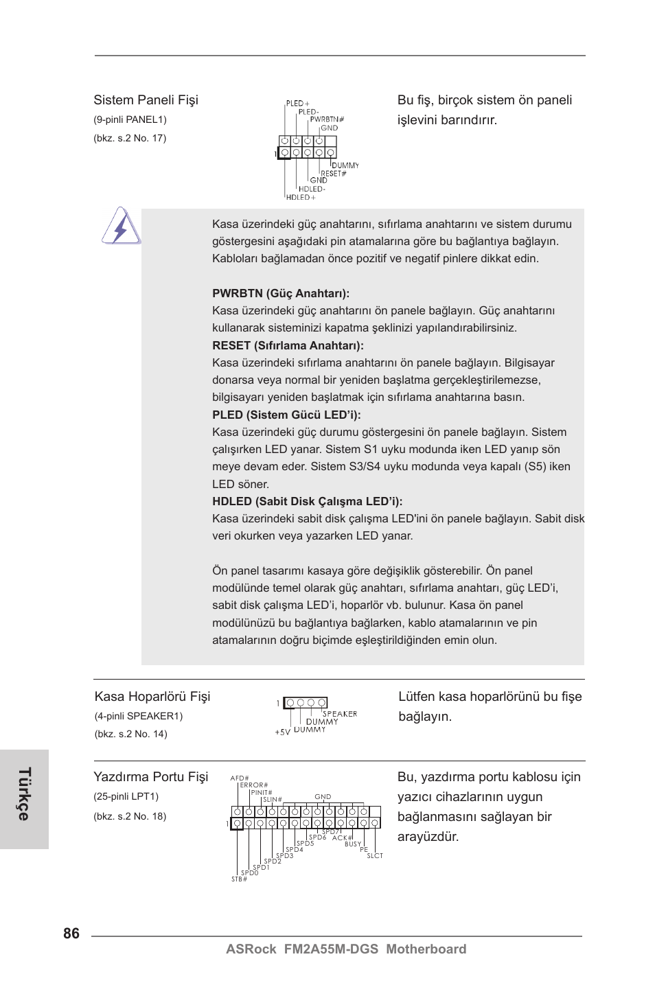 Türkçe | ASRock FM2A55M-DGS User Manual | Page 86 / 138