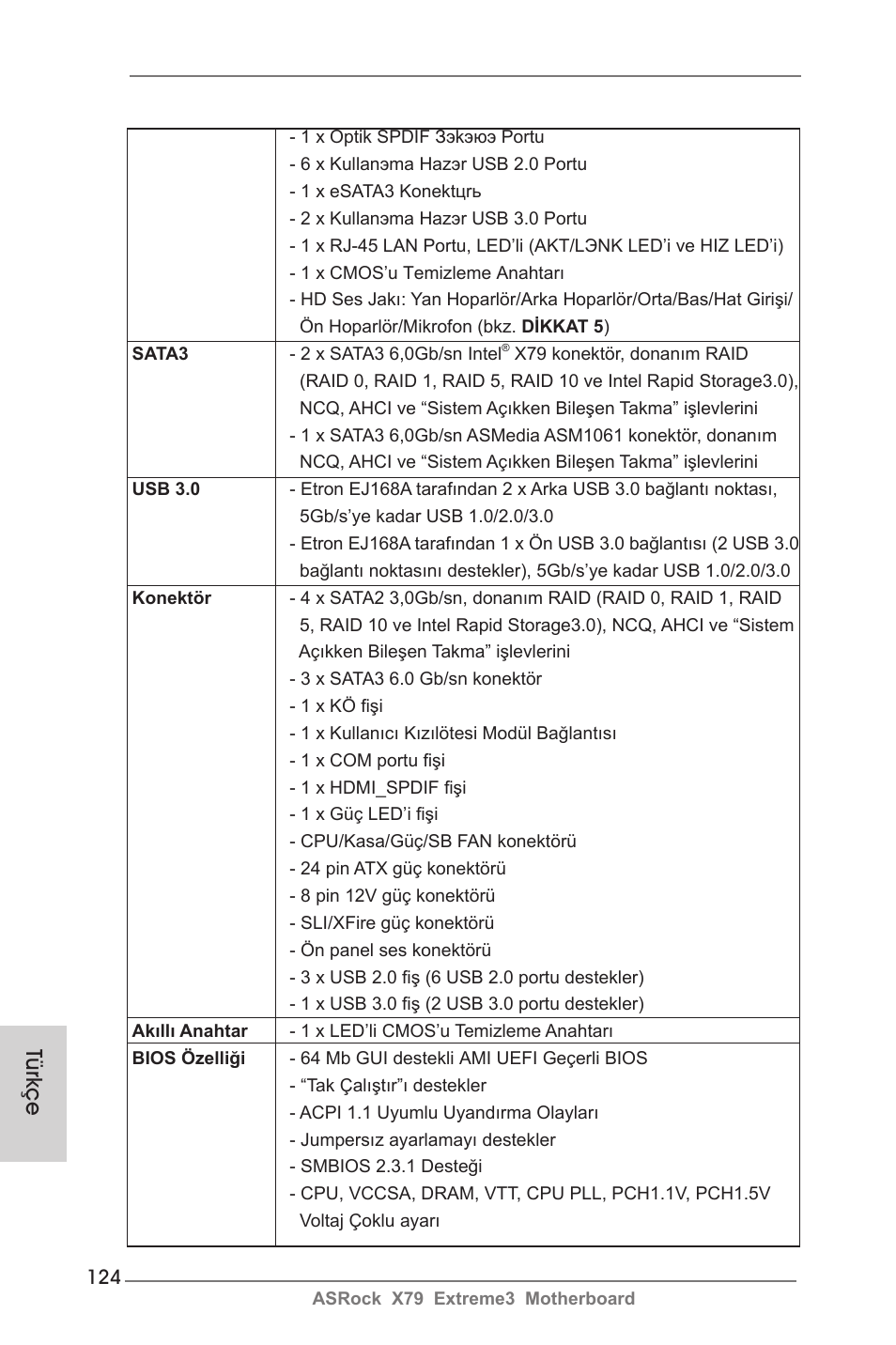 Türkçe | ASRock X79 Extreme3 User Manual | Page 124 / 204