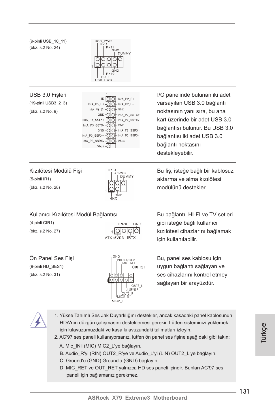 Türkçe | ASRock X79 Extreme3 User Manual | Page 131 / 204