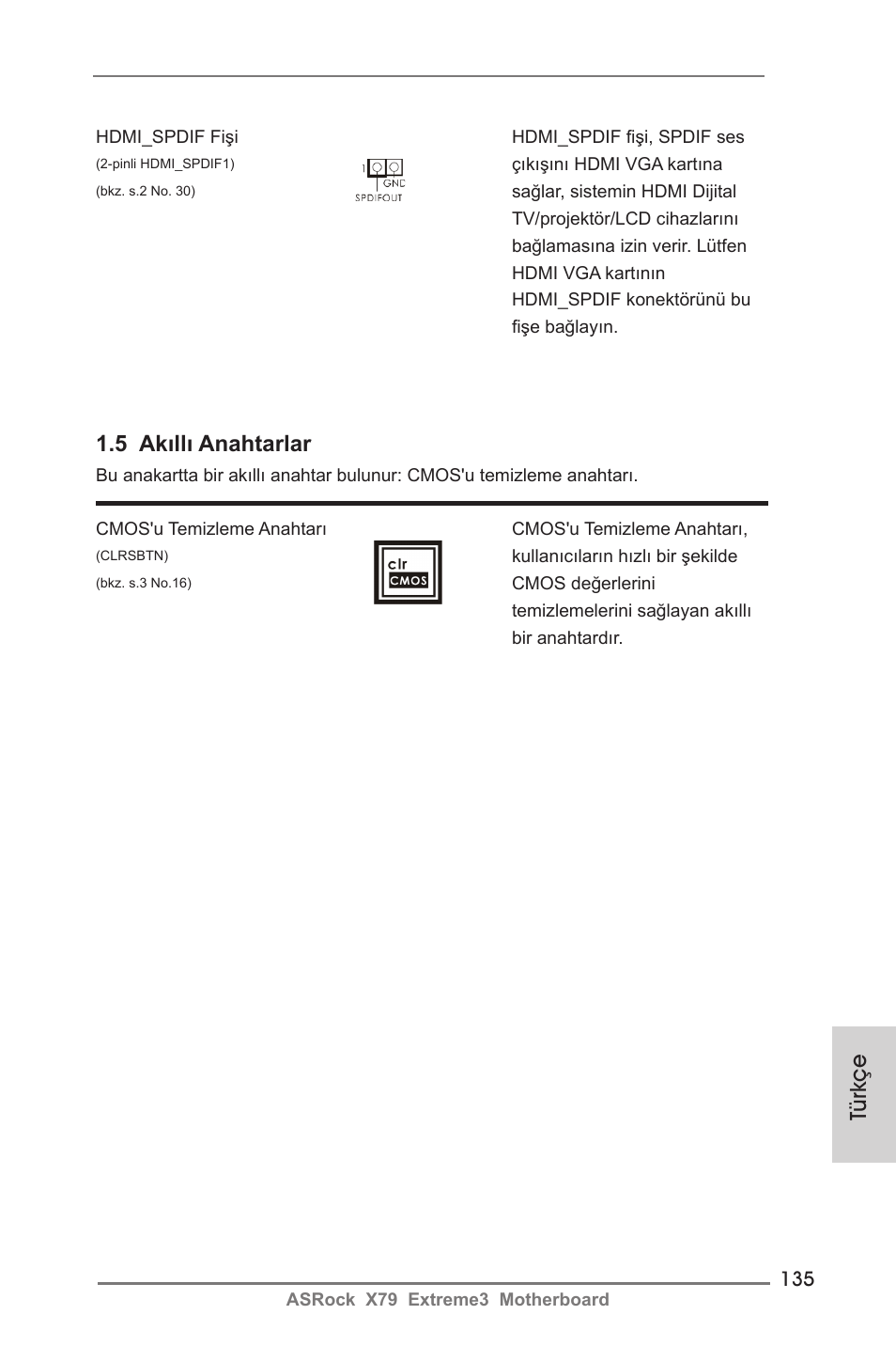 Türkçe, 5 akıllı anahtarlar | ASRock X79 Extreme3 User Manual | Page 135 / 204