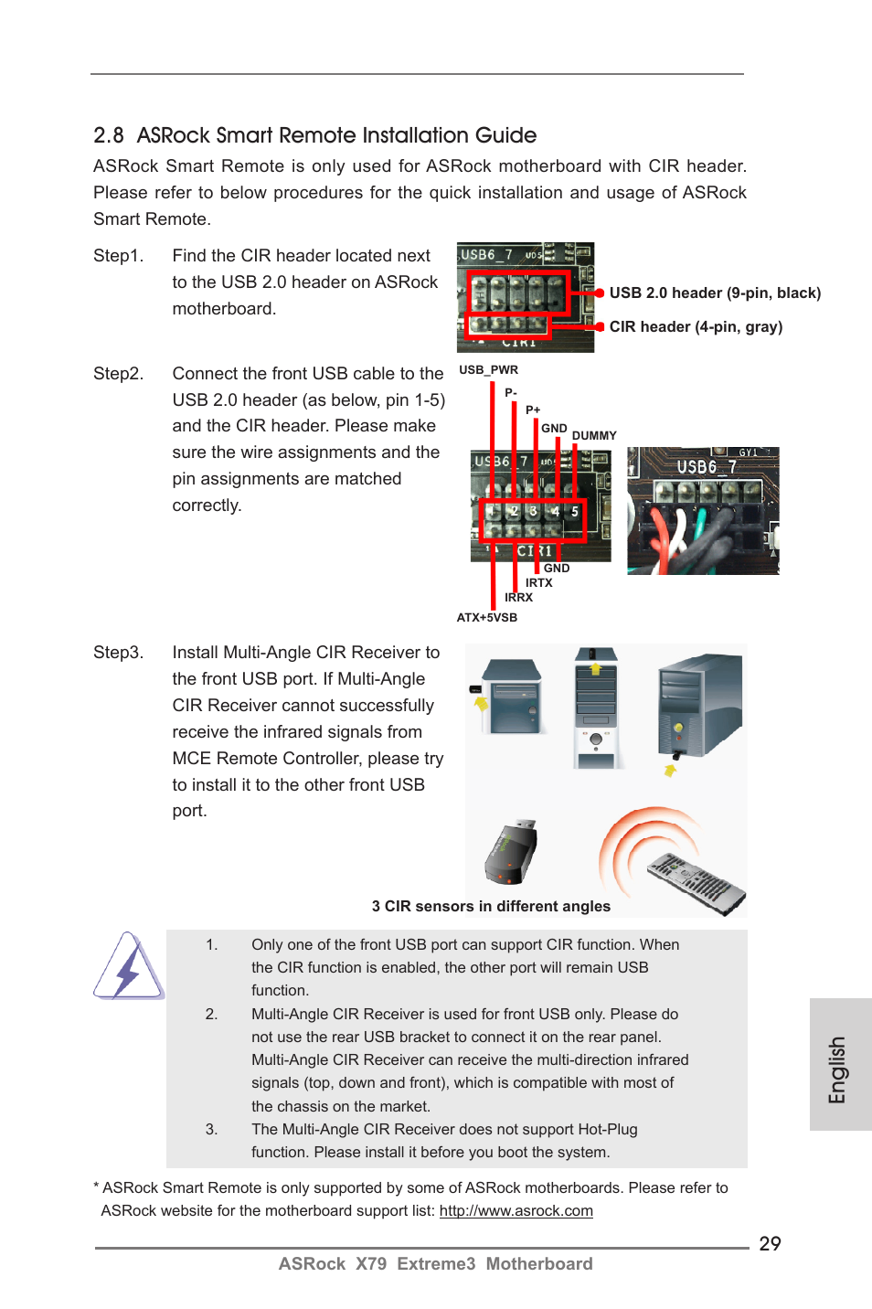 English, 8 asrock smart remote installation guide | ASRock X79 Extreme3 User Manual | Page 29 / 204
