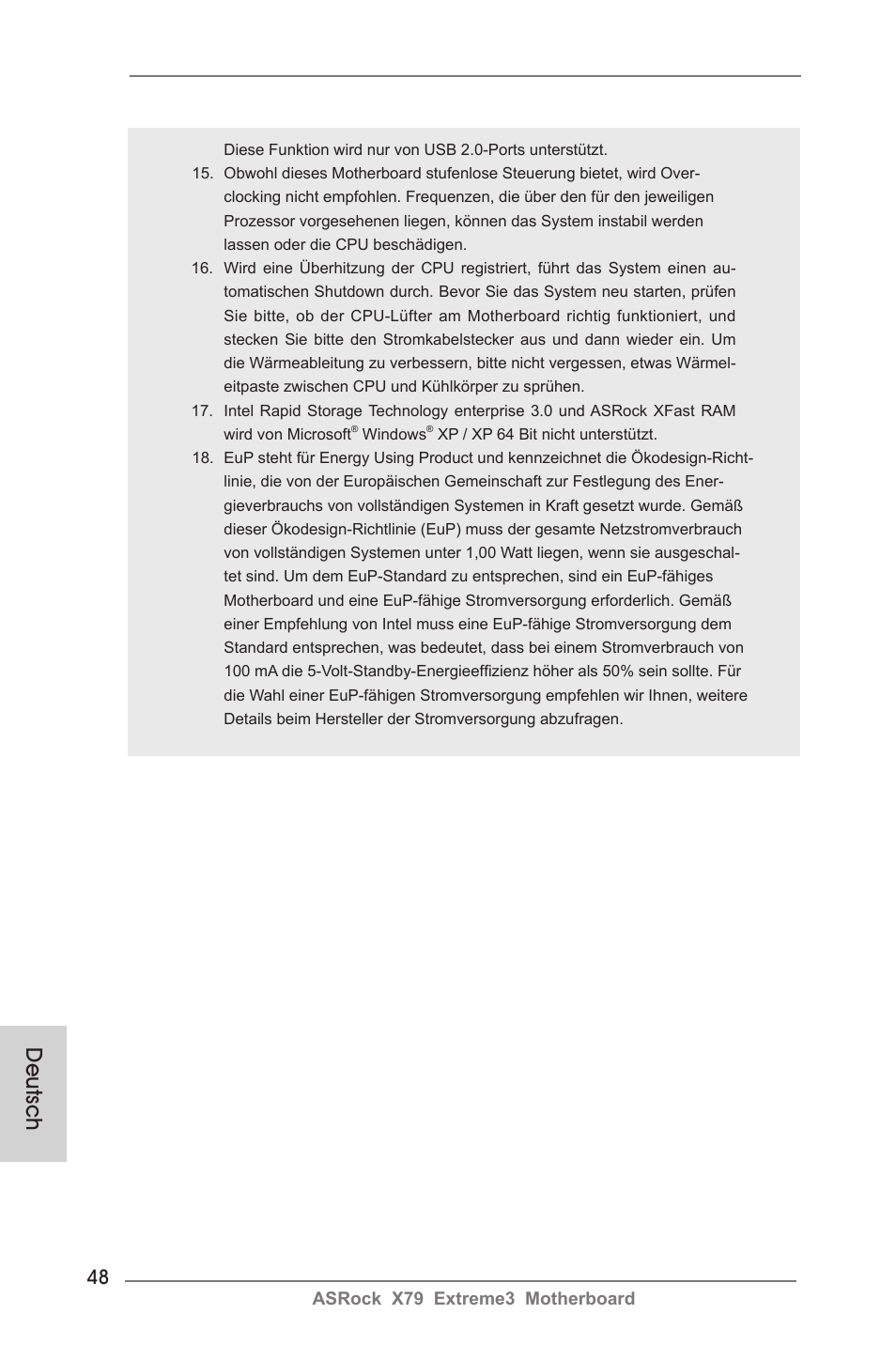 Deutsch | ASRock X79 Extreme3 User Manual | Page 48 / 204