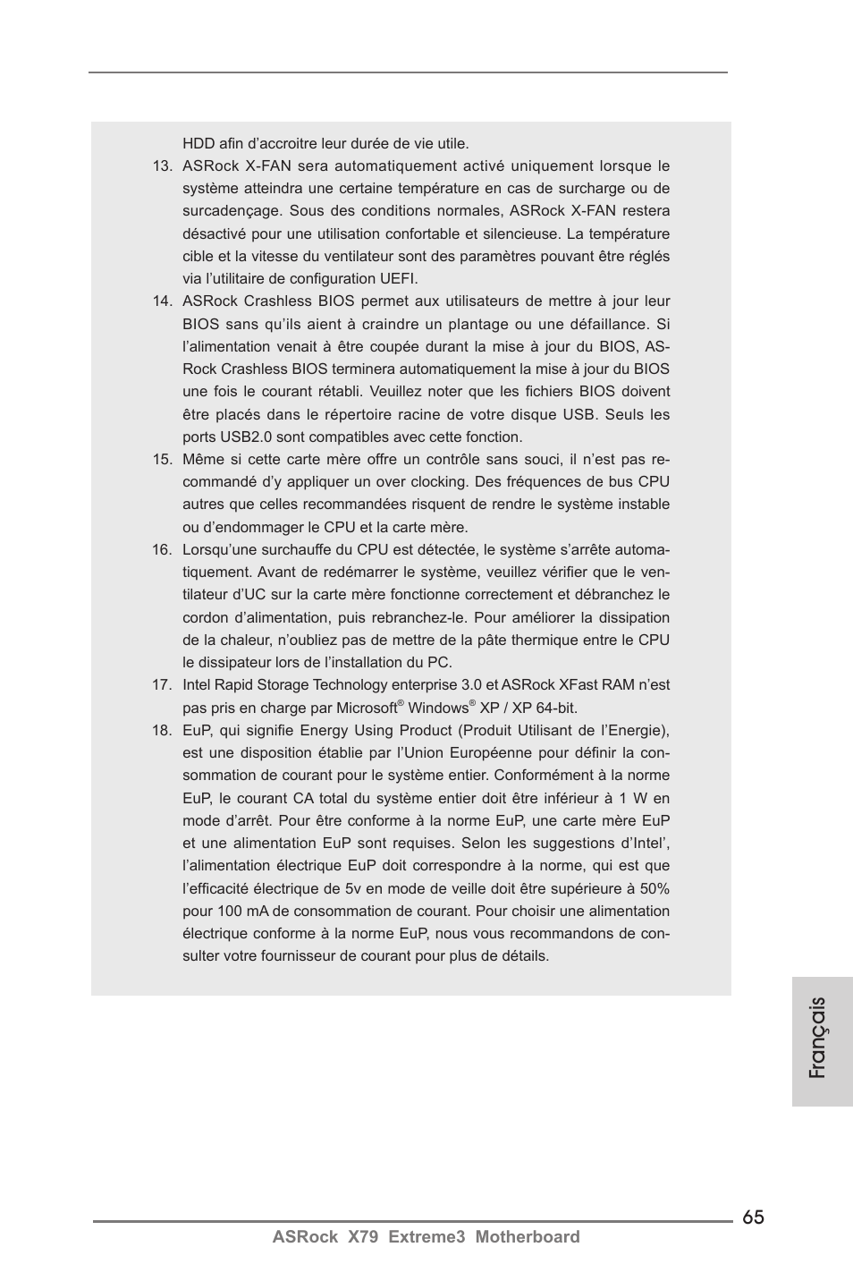 Français | ASRock X79 Extreme3 User Manual | Page 65 / 204