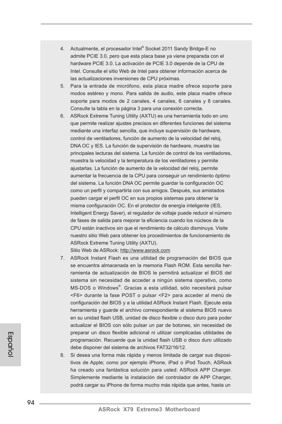 Español | ASRock X79 Extreme3 User Manual | Page 94 / 204