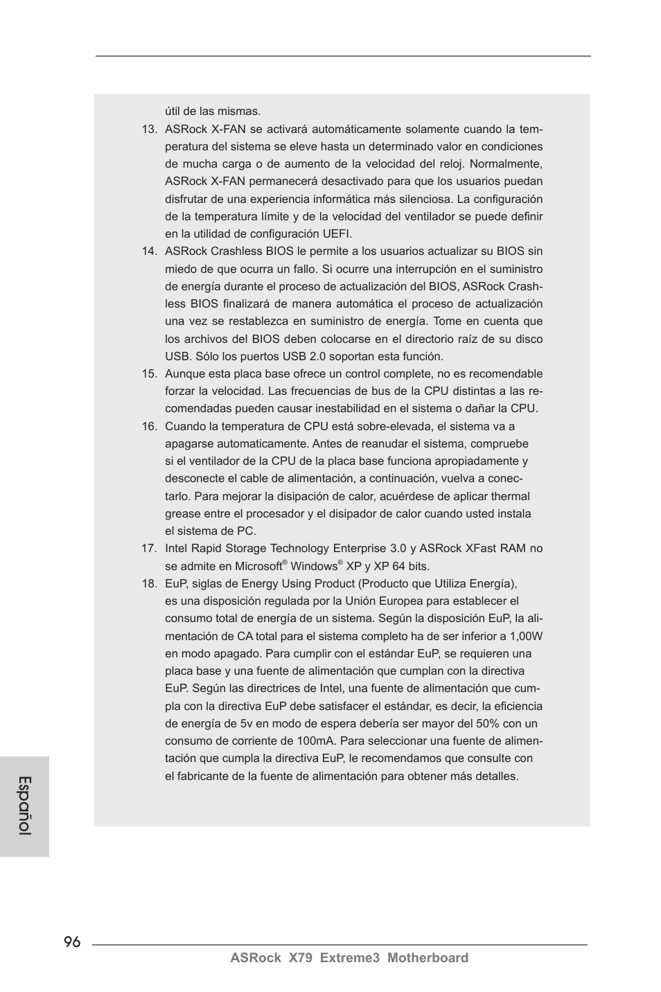 Español | ASRock X79 Extreme3 User Manual | Page 96 / 204