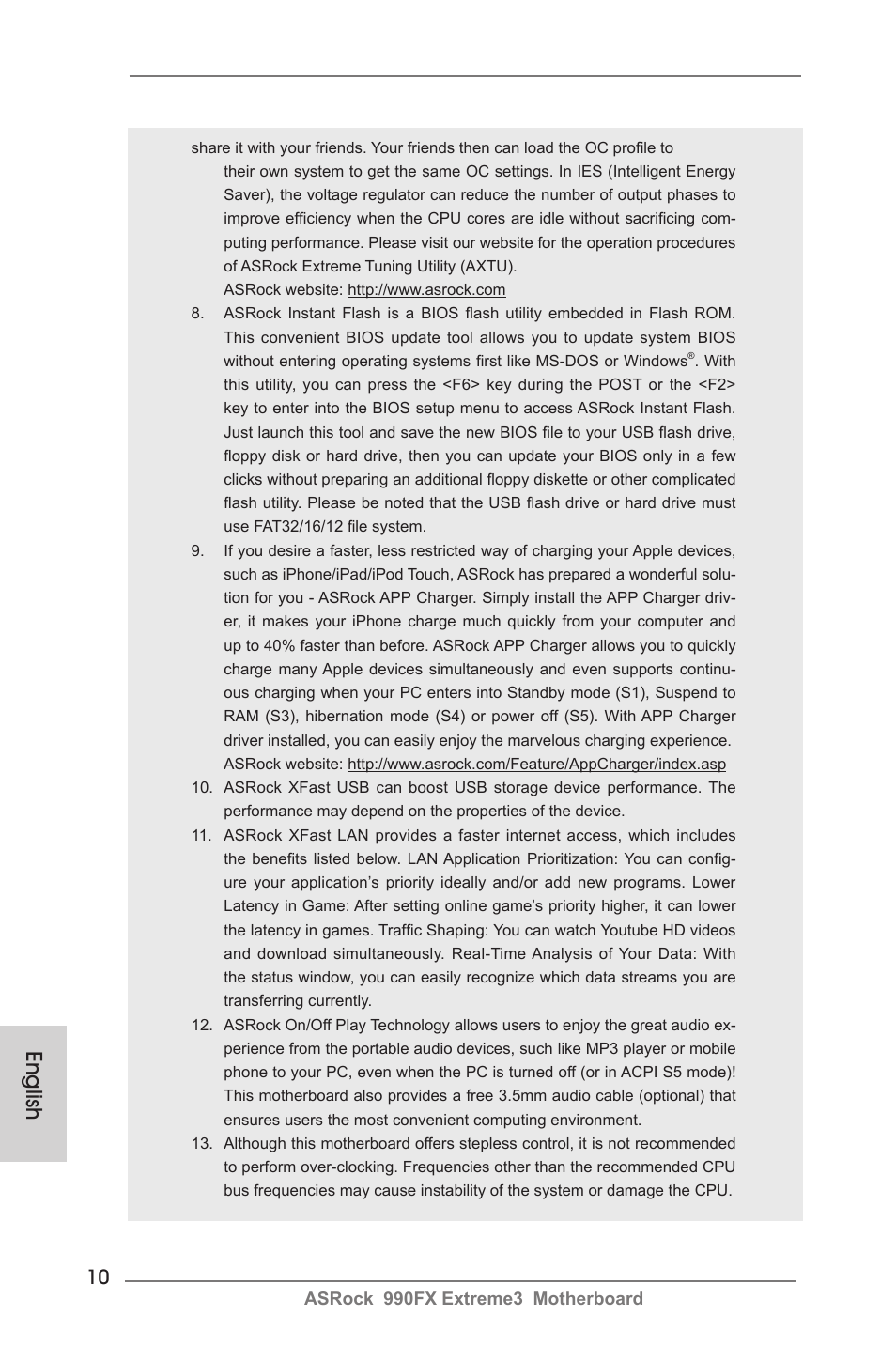 English | ASRock 990FX Extreme3 User Manual | Page 10 / 182