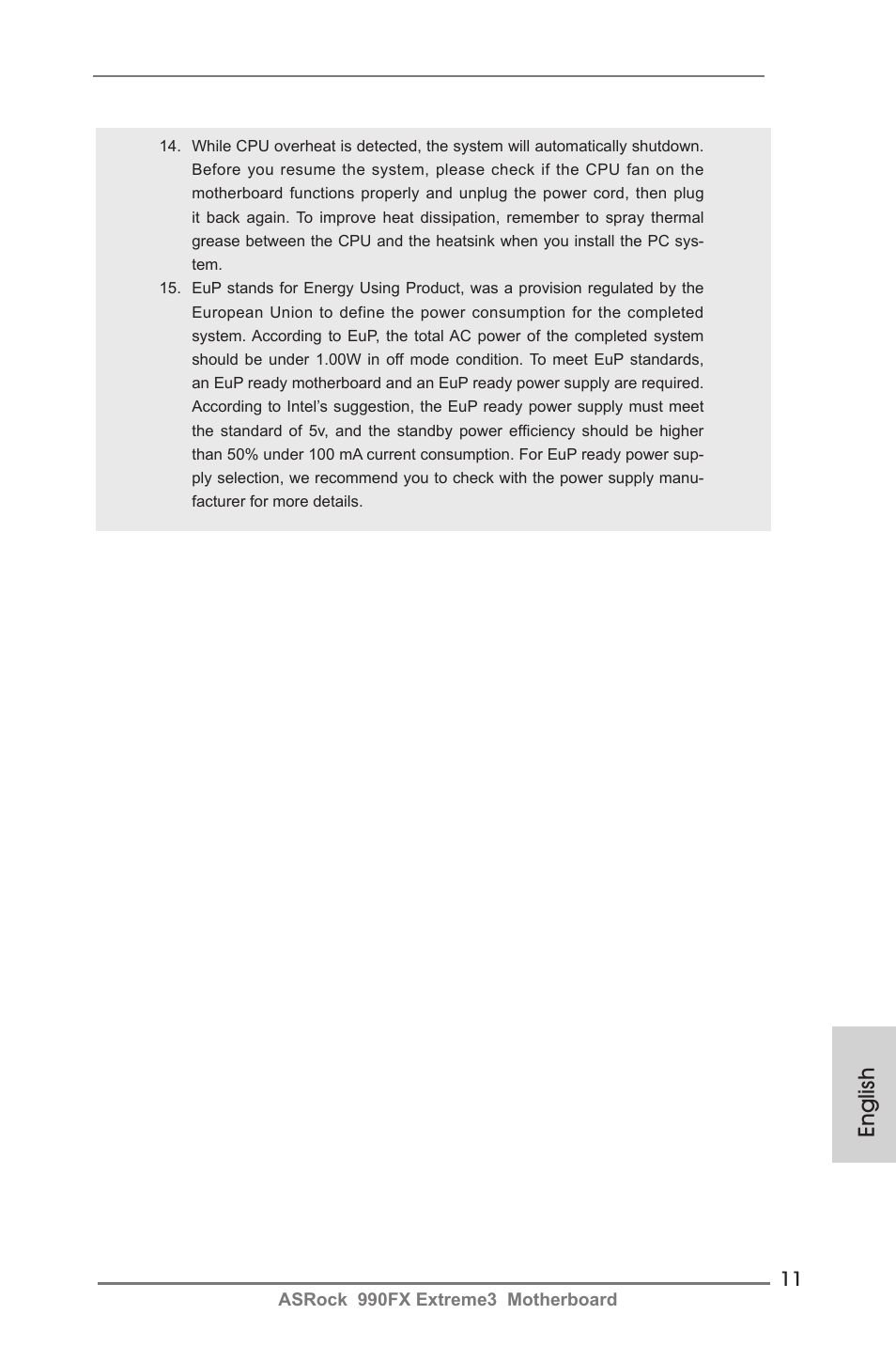 English | ASRock 990FX Extreme3 User Manual | Page 11 / 182