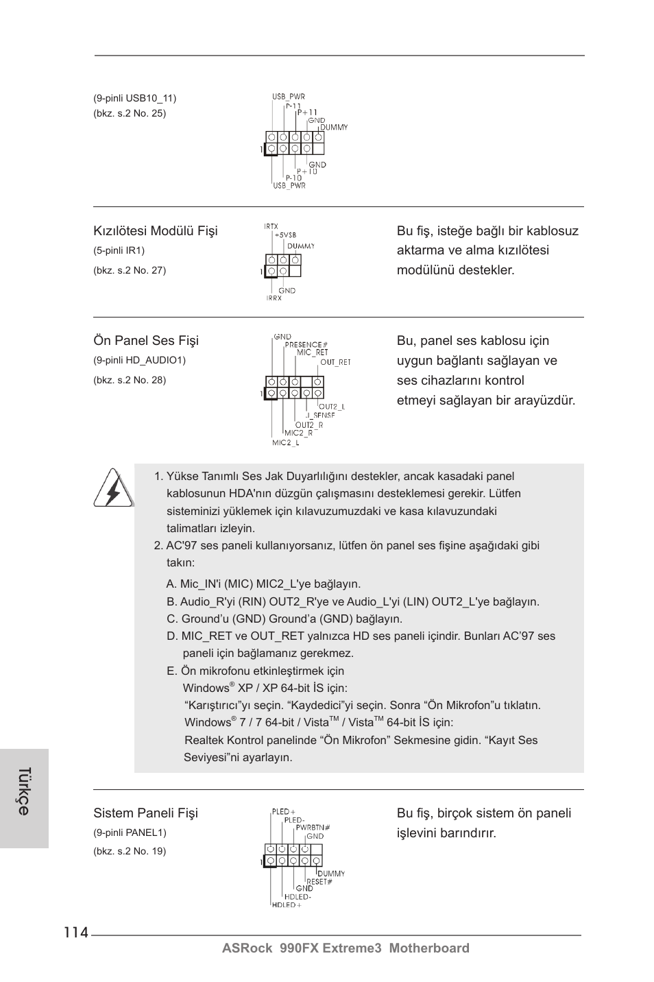 Türkçe | ASRock 990FX Extreme3 User Manual | Page 114 / 182