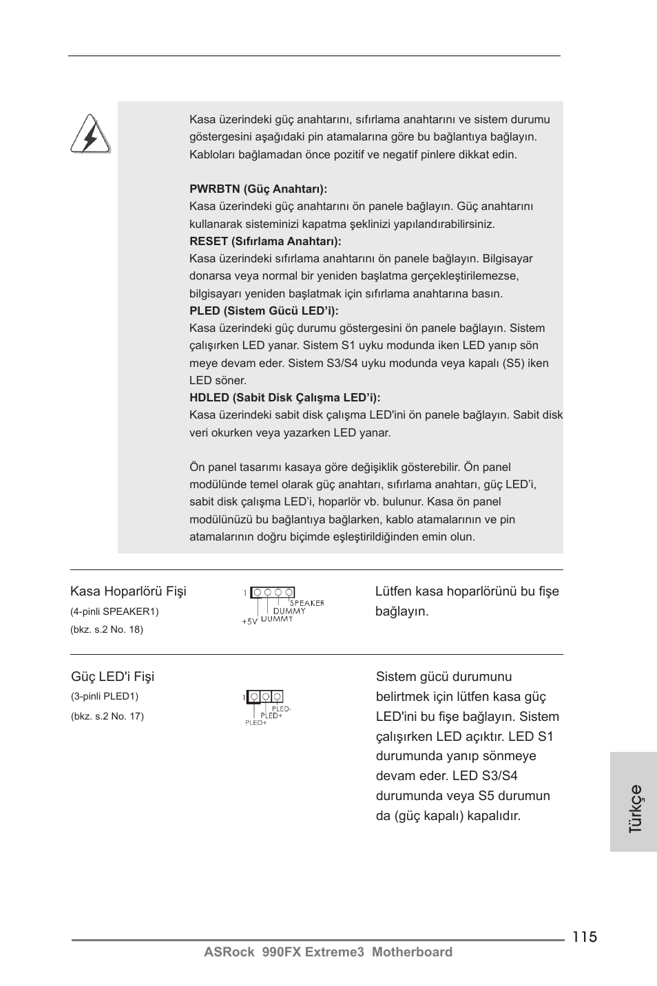 Türkçe | ASRock 990FX Extreme3 User Manual | Page 115 / 182