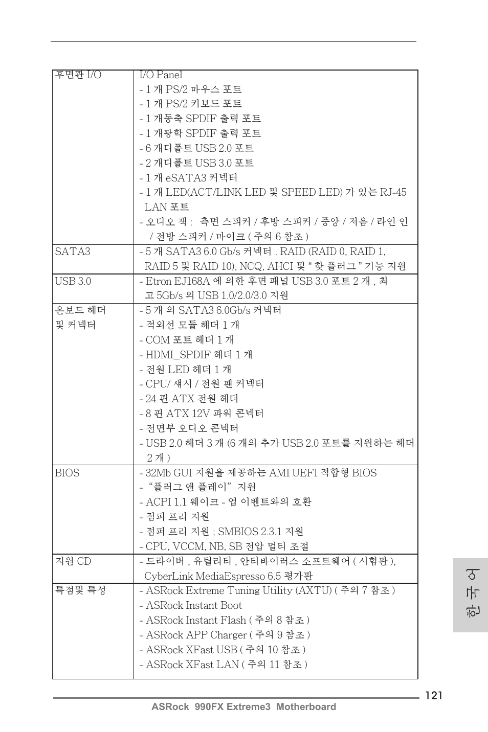 한 국 어 | ASRock 990FX Extreme3 User Manual | Page 121 / 182
