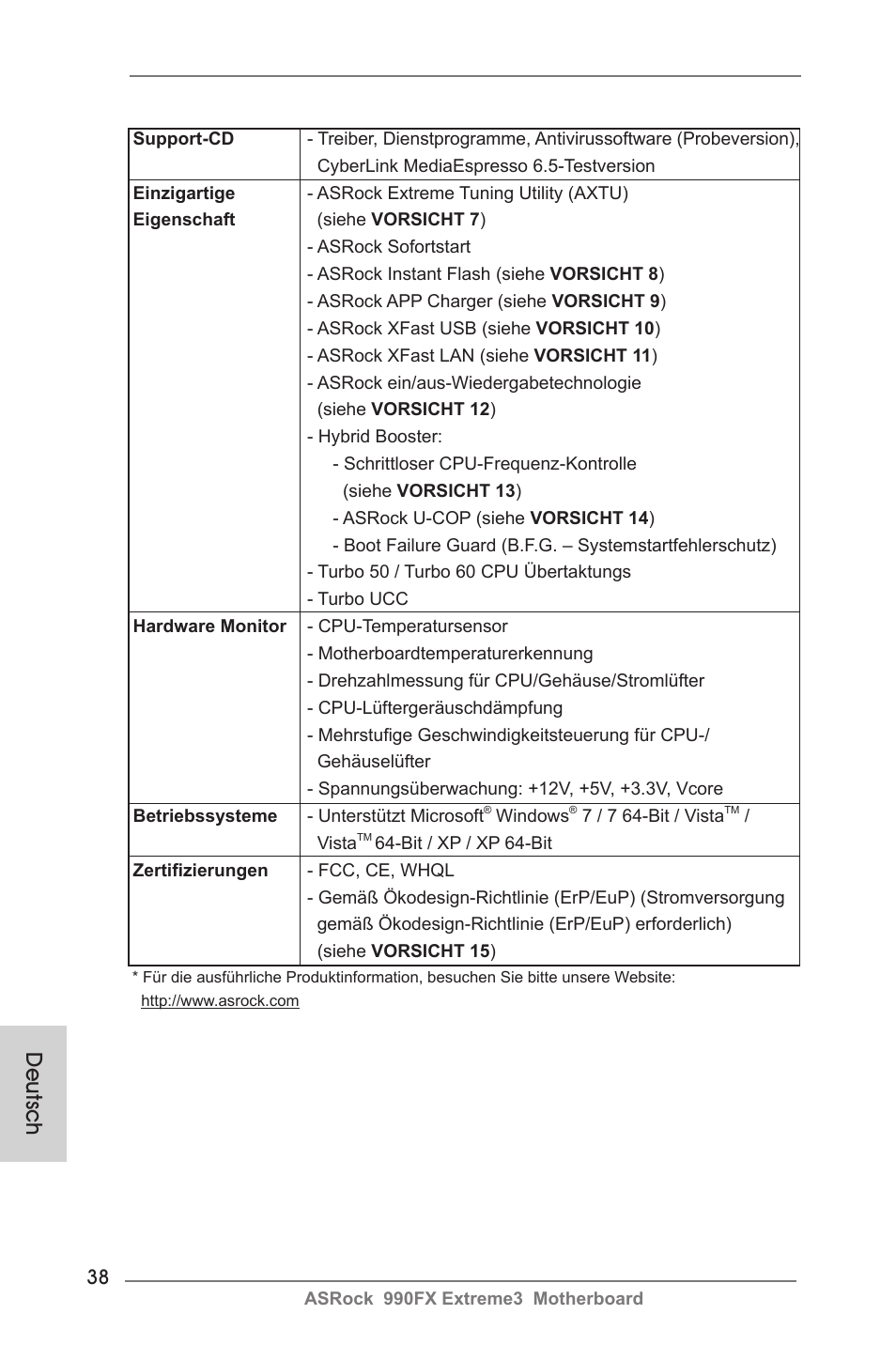Deutsch | ASRock 990FX Extreme3 User Manual | Page 38 / 182