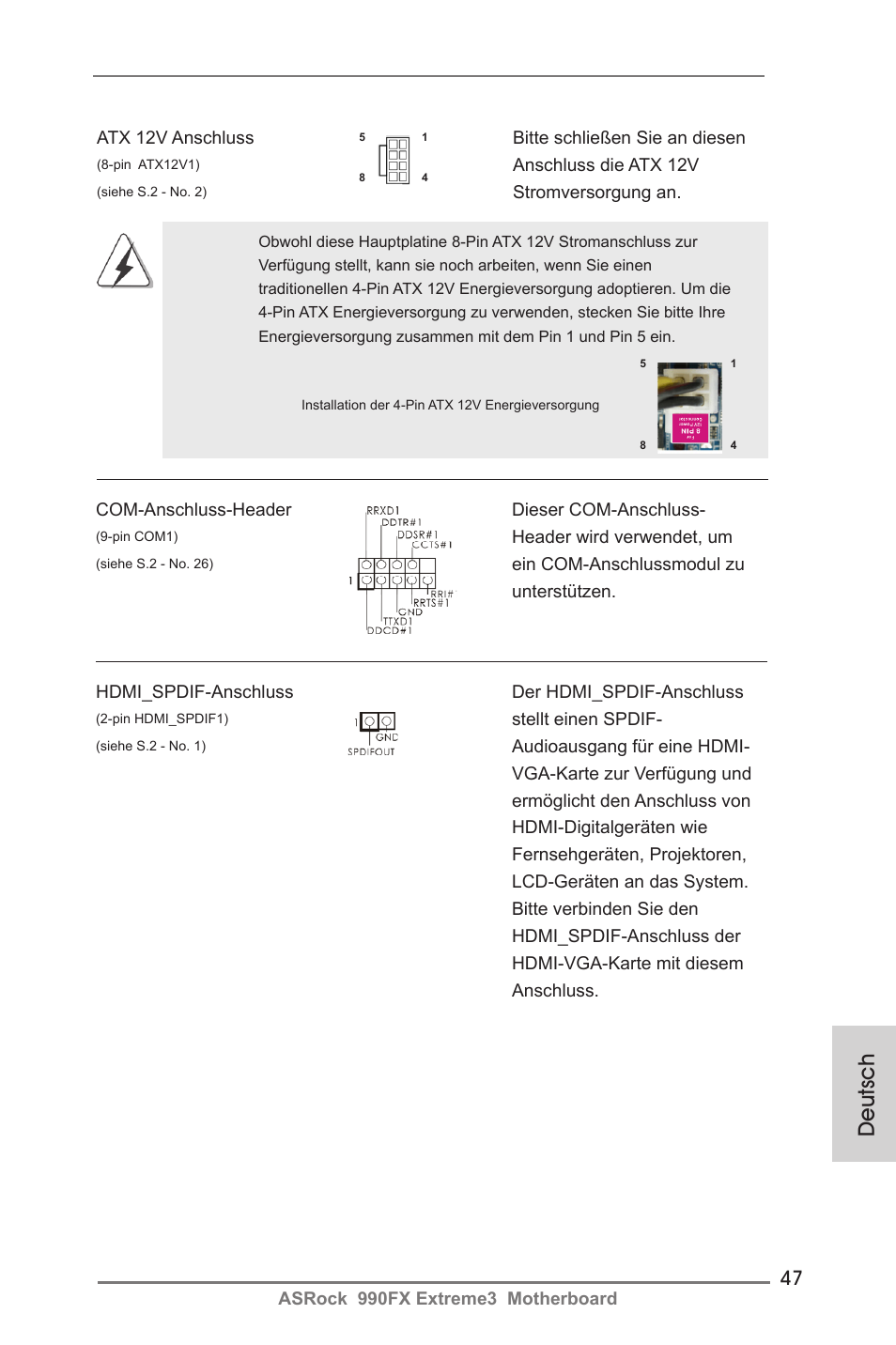 Deutsch | ASRock 990FX Extreme3 User Manual | Page 47 / 182