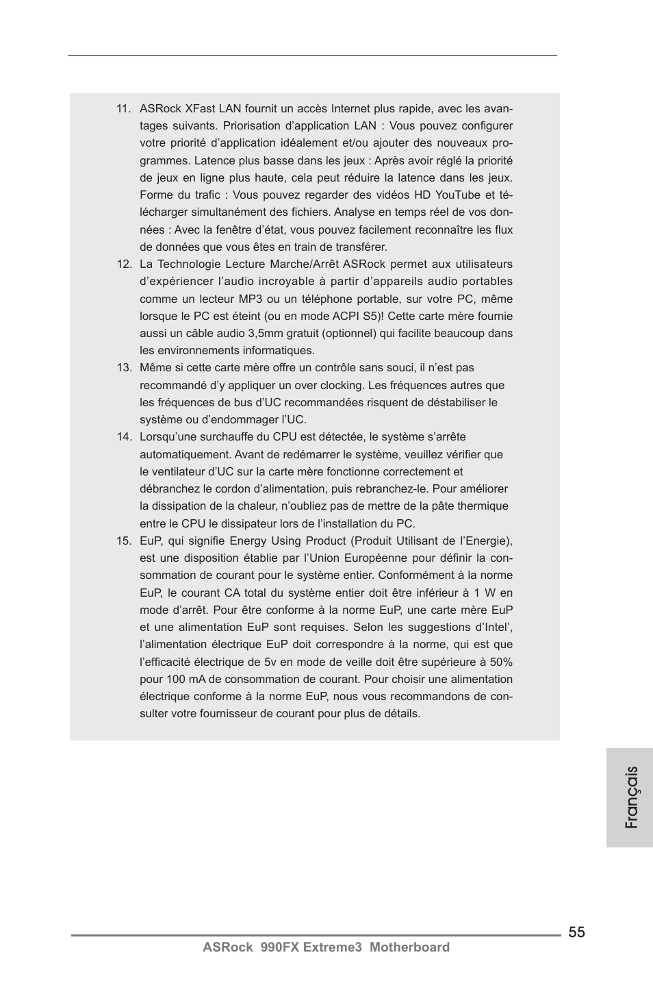 Français | ASRock 990FX Extreme3 User Manual | Page 55 / 182